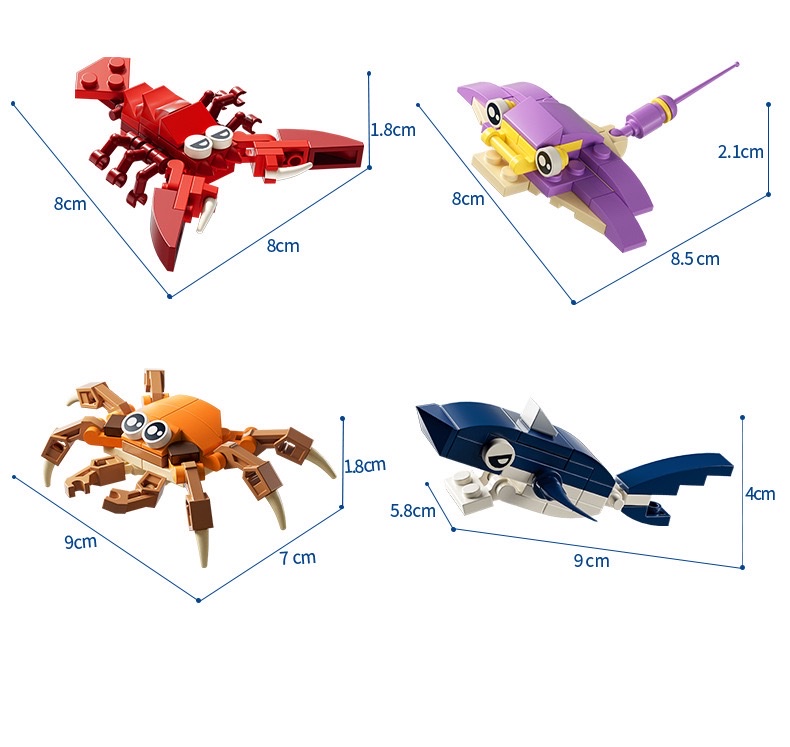 Building block set, Ocean Animal world, octopus, whale, crab, lobster assembly model, children's assembly toy detail image 9