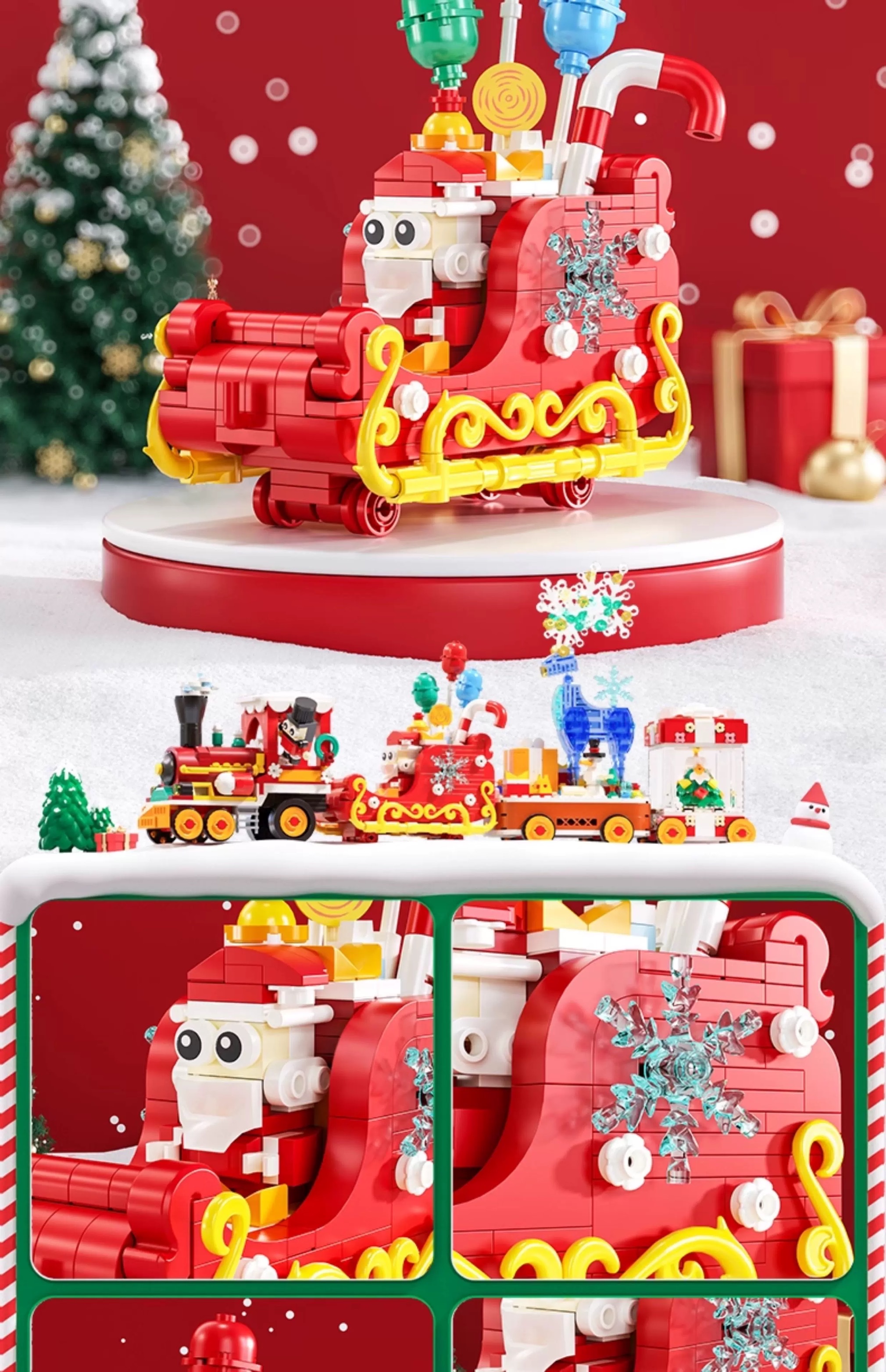 Christmas little train building block table decoration, children's educational assembly toy, birthday and Christmas gift for boys and girls detail image 5