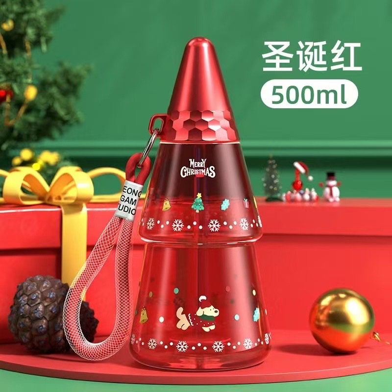 塑料吸管塑料杯耐热透明便携双饮水杯学生创意饮料杯子详情图11