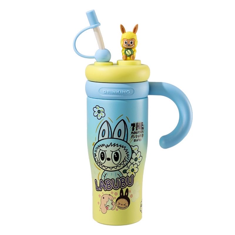 New cartoon-shaped doll, large-capacity 304 stainless steel ice box insulated cup with straw and handle, suitable for other cars, 850ml, 191-1123 YQ Item Picture