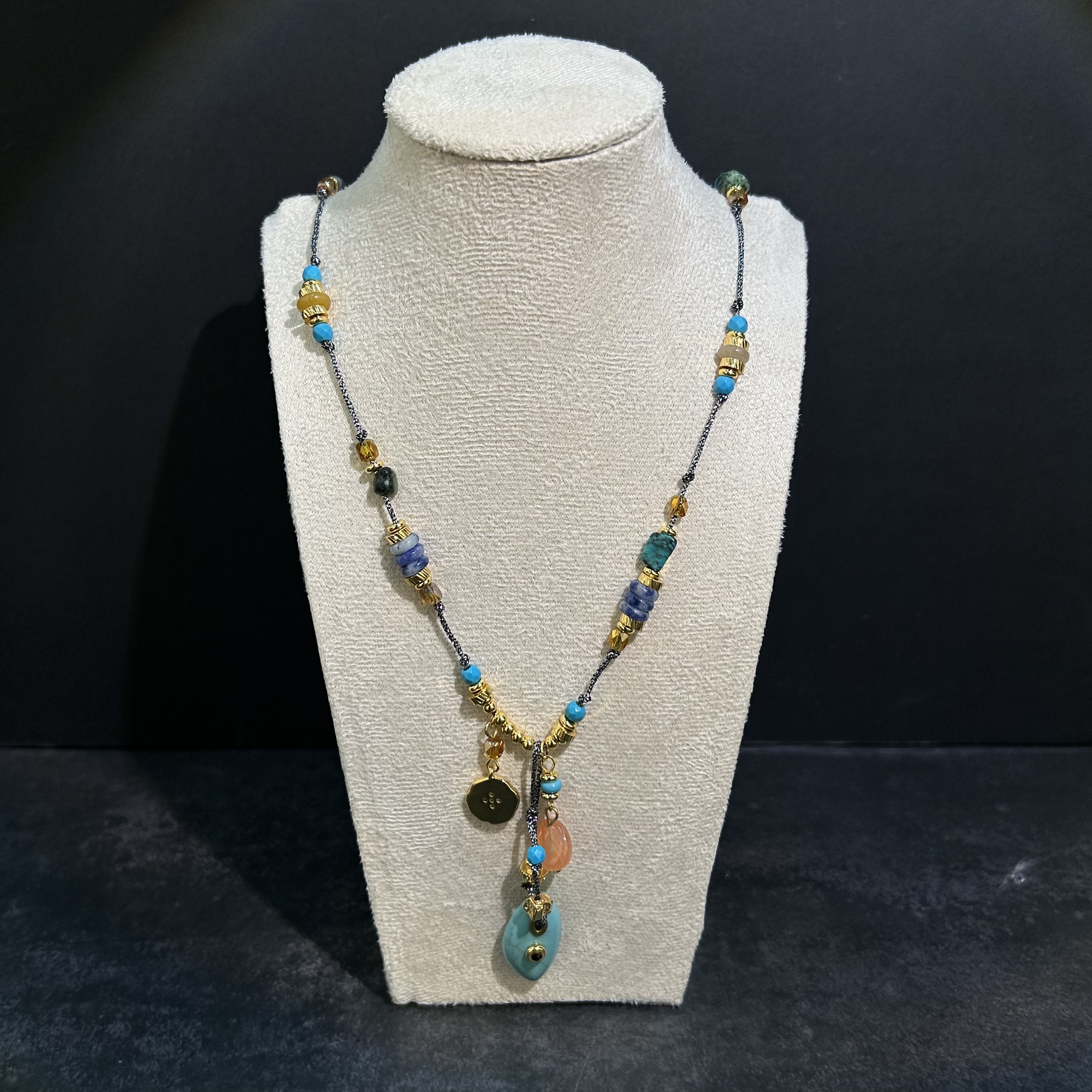 时尚沙金不锈钢珍珠项链女简约百搭首饰品潮流个性项链饰品