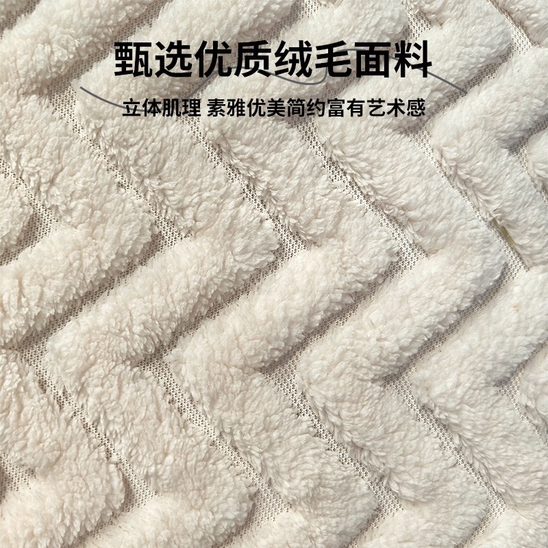 Wholesale of cross-border double-sided plush pillow solid color sofa, square wavy pillow cover cushion, living room cream style pillow Specification image