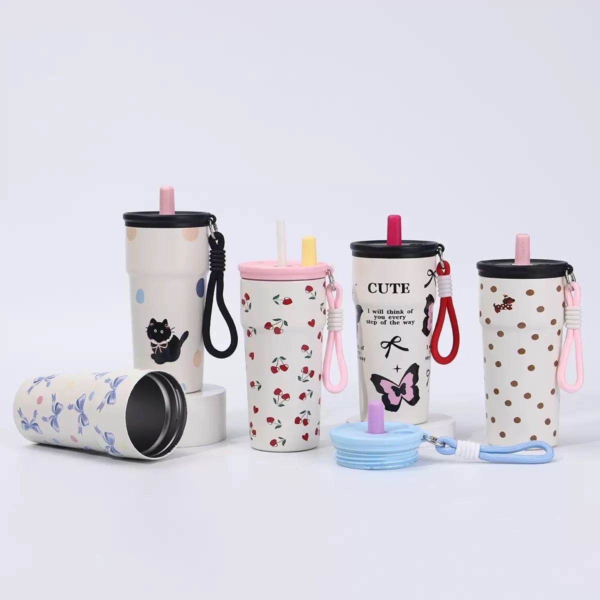 New 316 stainless steel insulated cup, large capacity for female students, high appearance level water cup, straw, portable car cup, 500ML, 202-1123 YS full figure