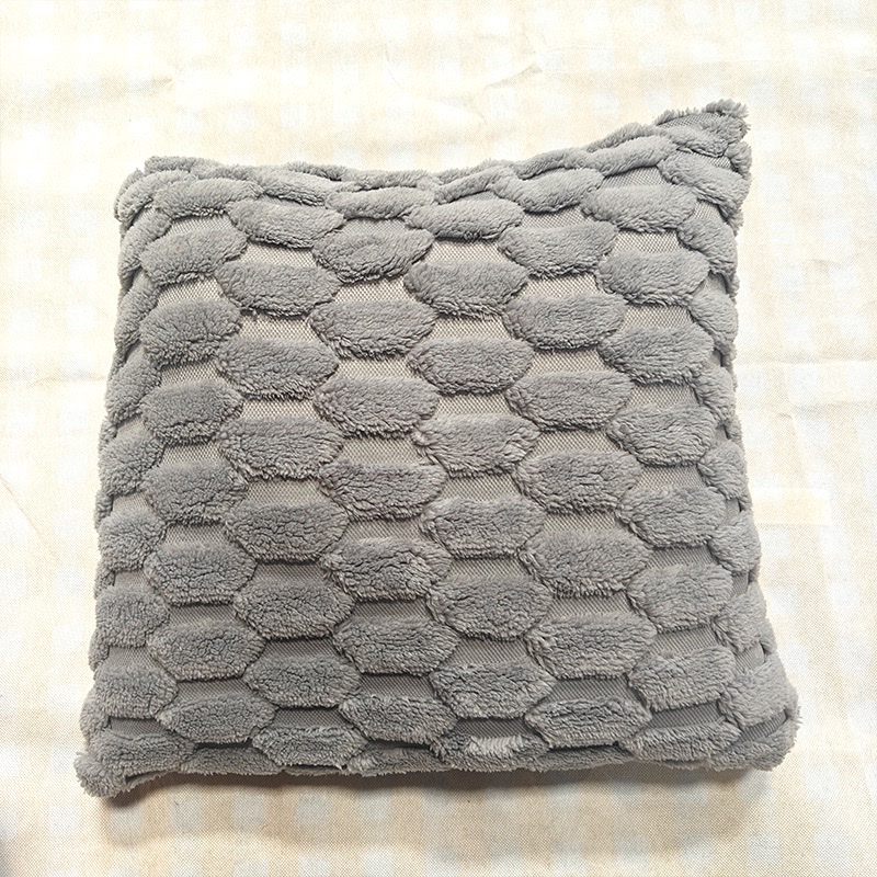 Wholesale of cross-border double-sided plush pillow solid color sofa, square wavy pillow cover cushion, living room cream style pillow detail image 12