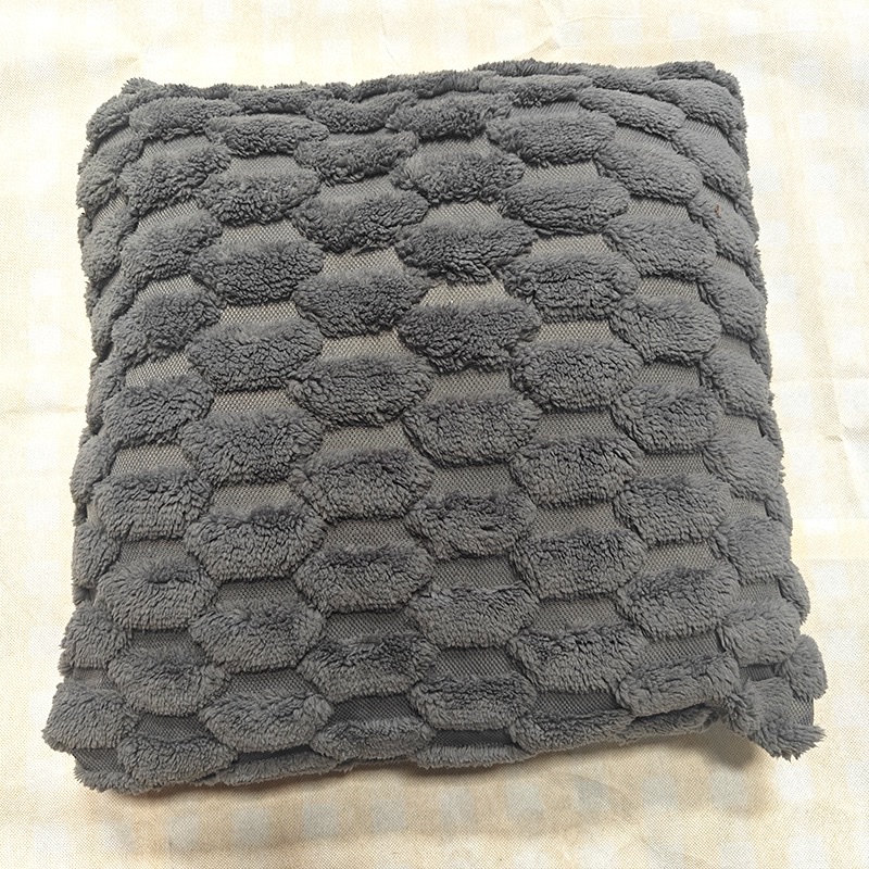 Wholesale of cross-border double-sided plush pillow solid color sofa, square wavy pillow cover cushion, living room cream style pillow detail image 11