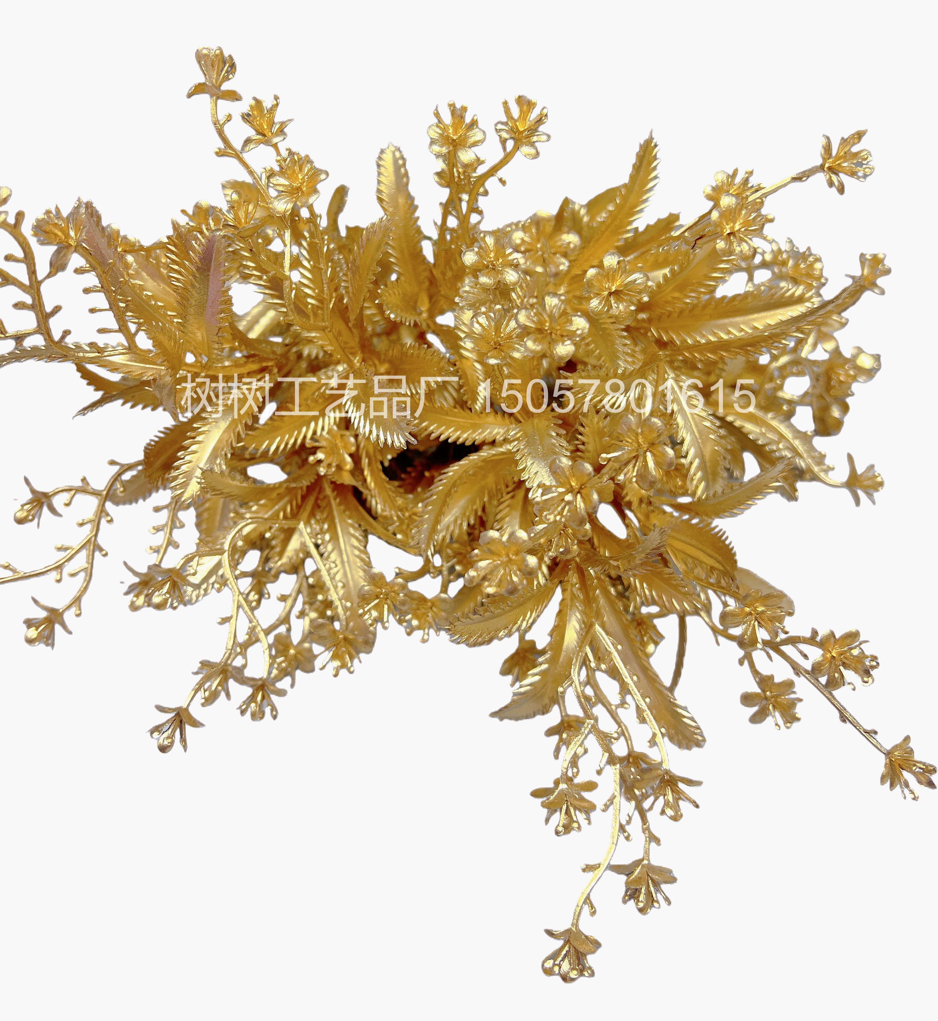 新款7叉小米萃花金色仿真花圣诞花装饰装饰礼品圣诞家居装饰配件仿真花仿真花女2022森系假花塑料仿真花塑料花产品图