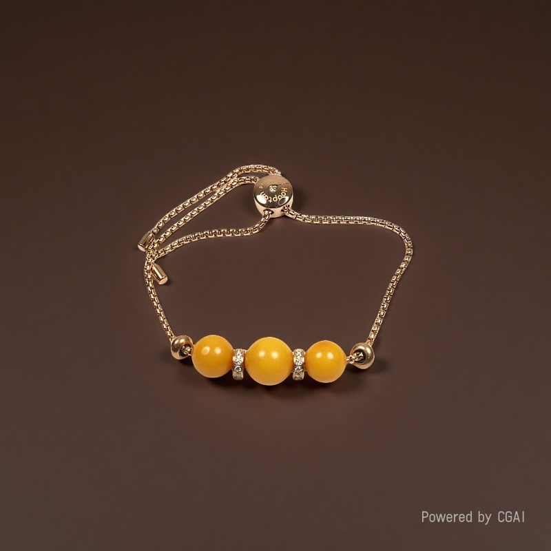 8- old miel tres perlas cierre deslizante pulsera de alta calidad moda miel cera pulsera exquisita y versátil details Picture