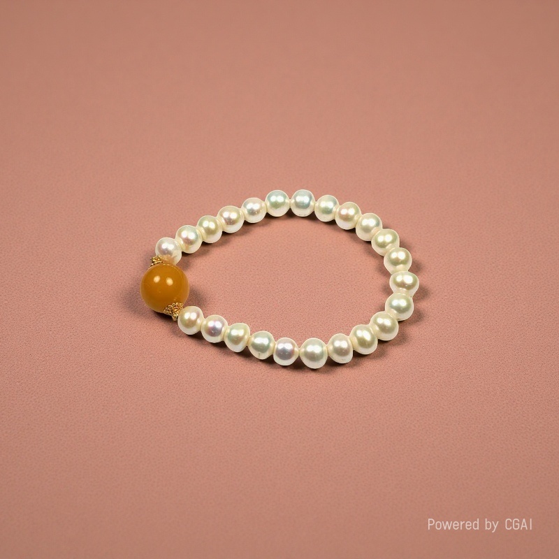 12- Old wax round bead pearl bracelet, light luxury, high-end and fashionable amber bracelet, exquisite and versatile Application Scenario