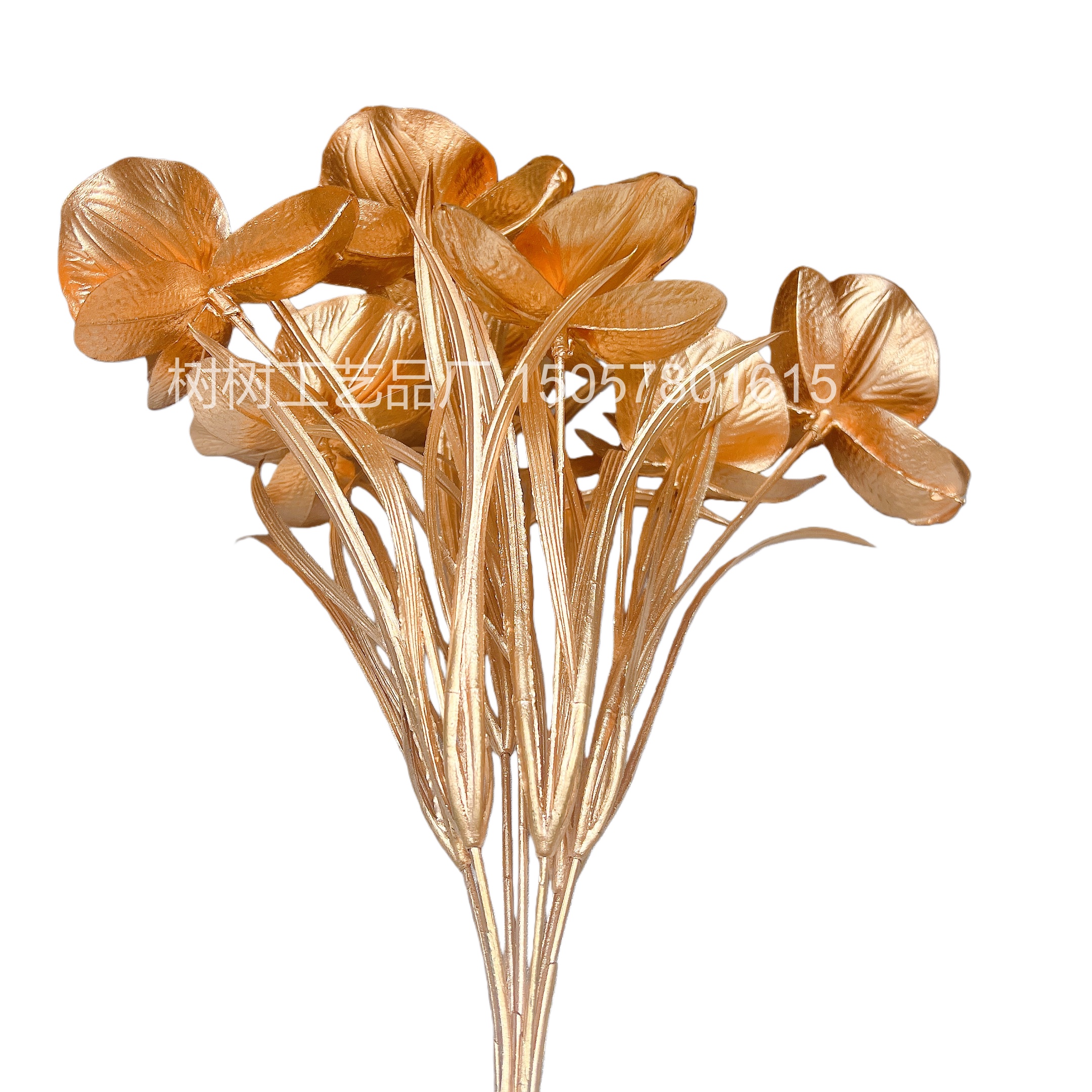 New 7-pronged golden butterfly orchid artificial flower Christmas flower decoration home decoration gift Christmas accessory flower Artificial flower plastic flower Application Scenario