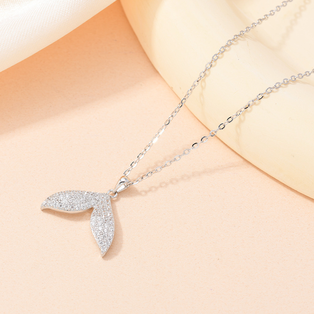 Influential S925 Sterling silver fishtail Necklace, a simple, fashionable and versatile trendy accessory for women, comes with a test certificate Specification image