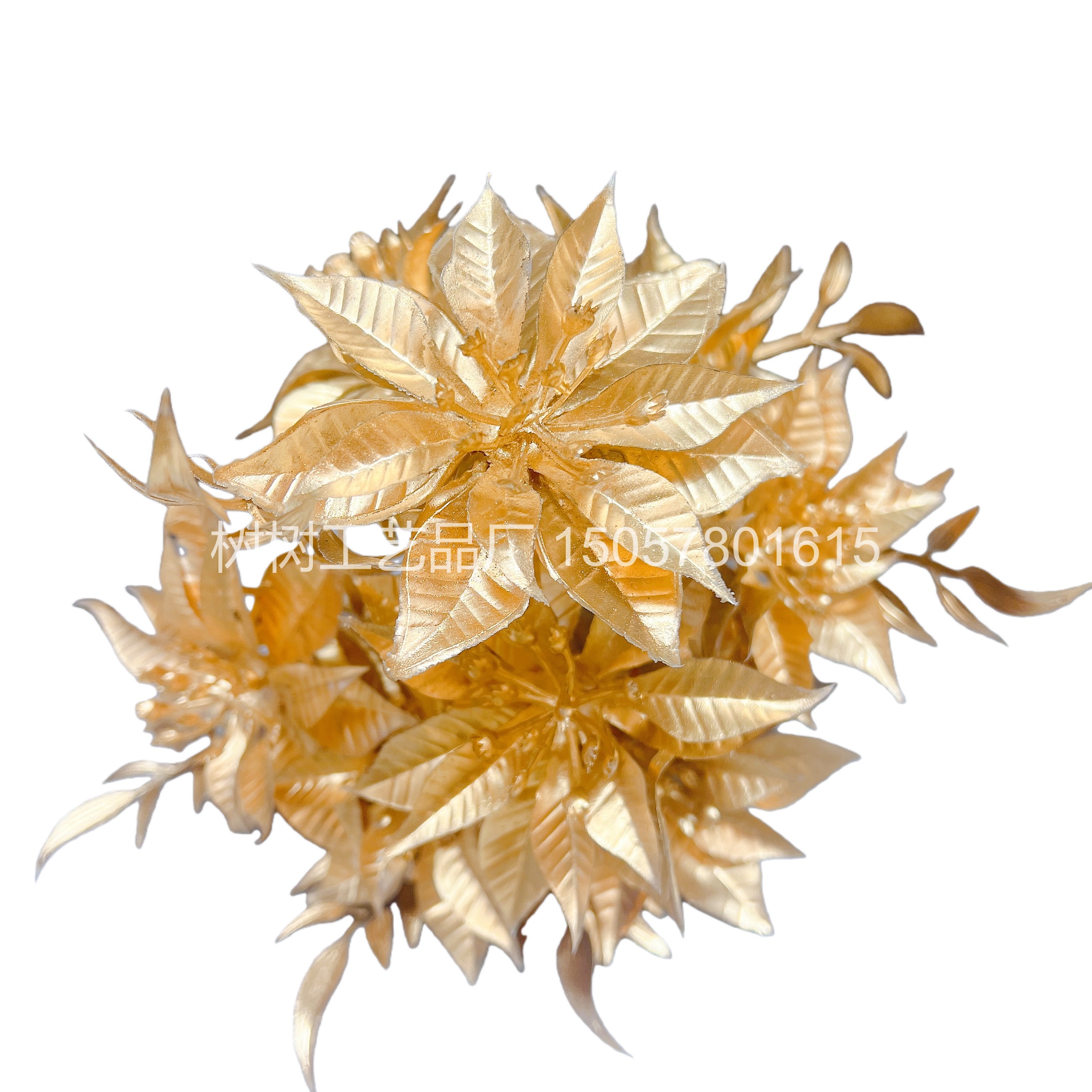 新款圣诞叶花仿真花圣诞花装饰家居装饰礼品圣诞配件假花家居装饰仿真花塑料花假花详情图6