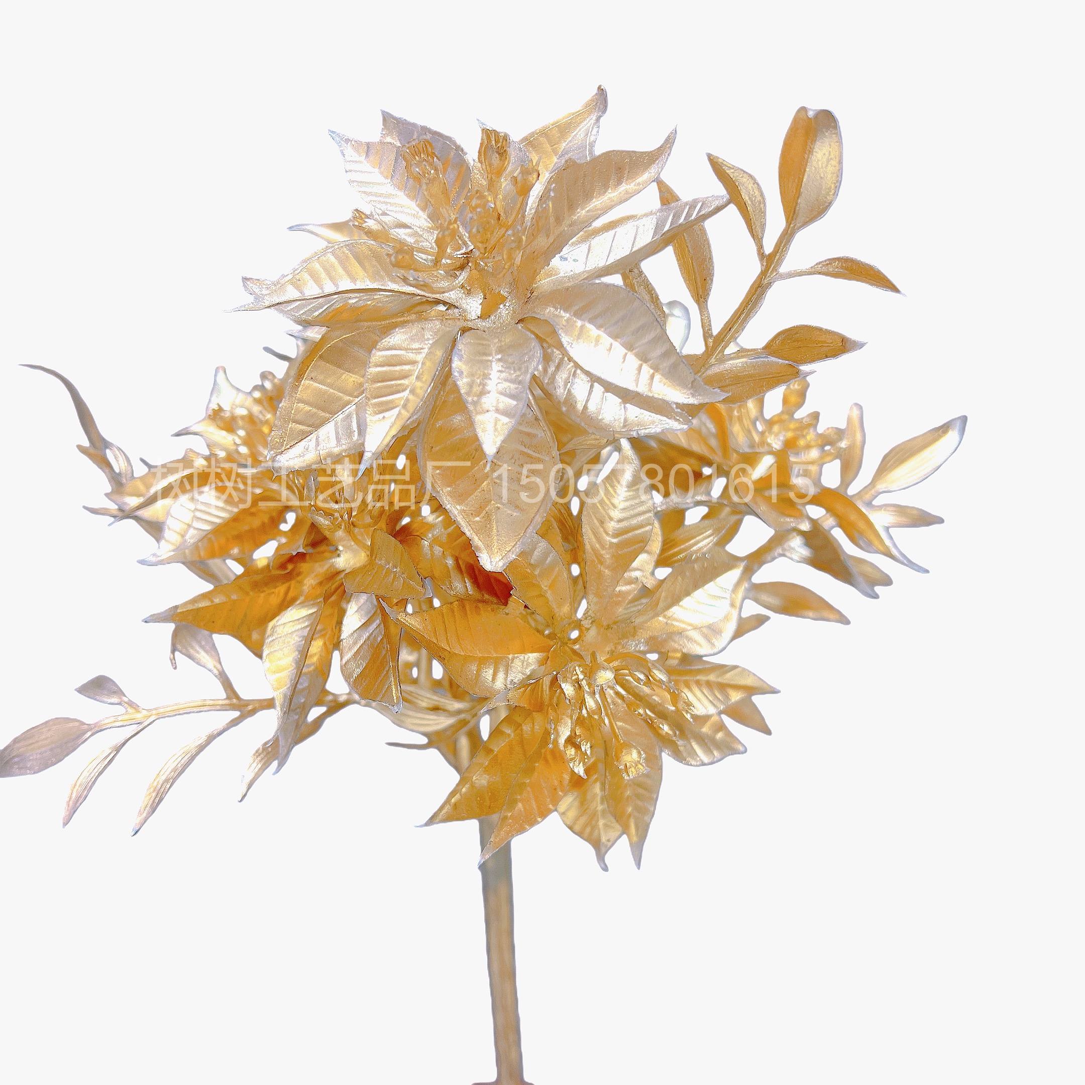 新款圣诞叶花仿真花圣诞花装饰家居装饰礼品圣诞配件假花家居装饰仿真花塑料花假花详情图2