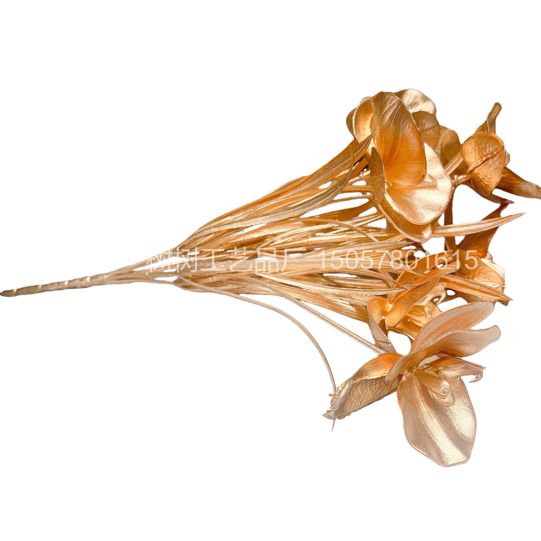 New 7-pronged golden butterfly orchid artificial flower Christmas flower decoration home decoration gift Christmas accessory flower Artificial flower plastic flower detail image 3