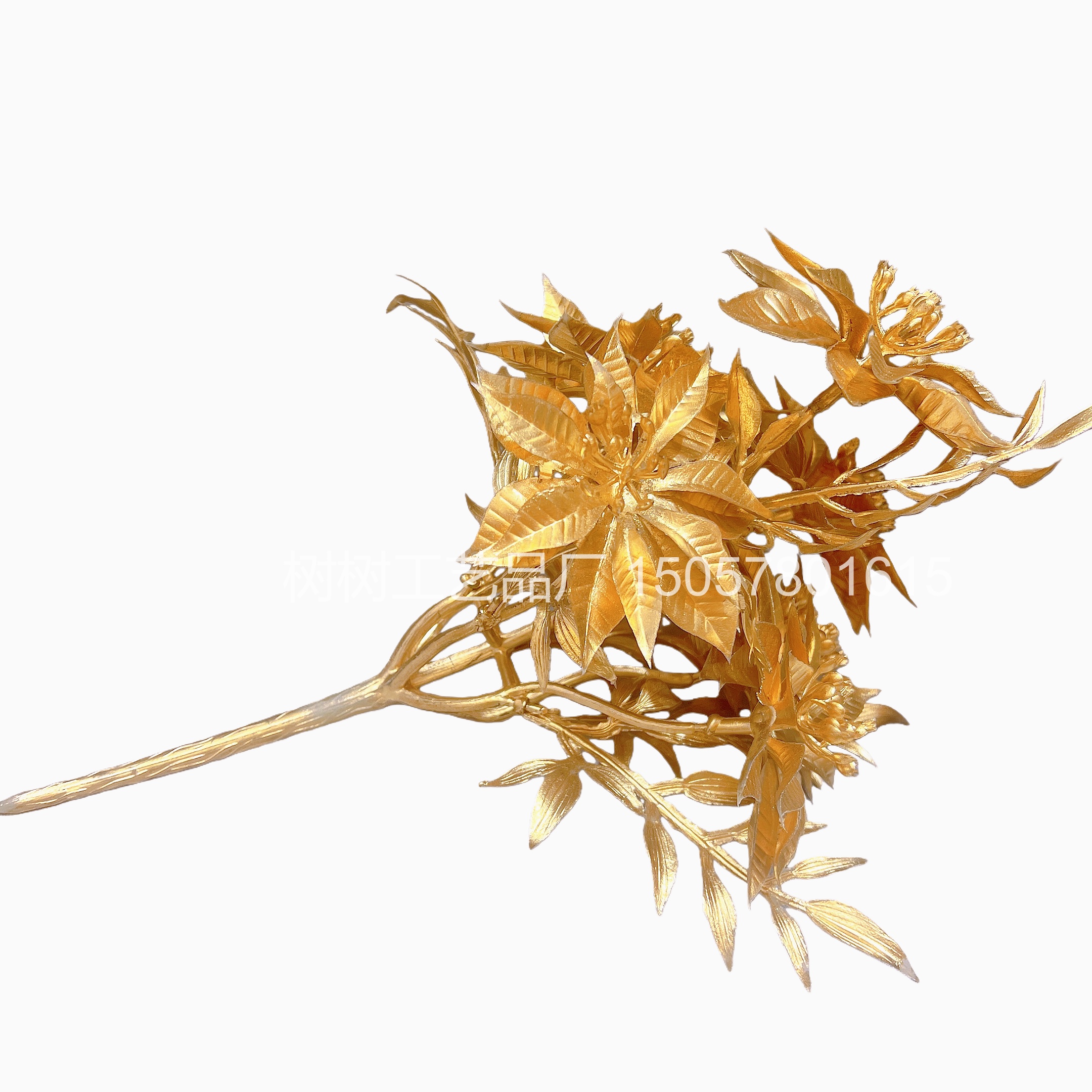 新款圣诞叶花仿真花圣诞花装饰家居装饰礼品圣诞配件假花家居装饰仿真花塑料花假花细节图