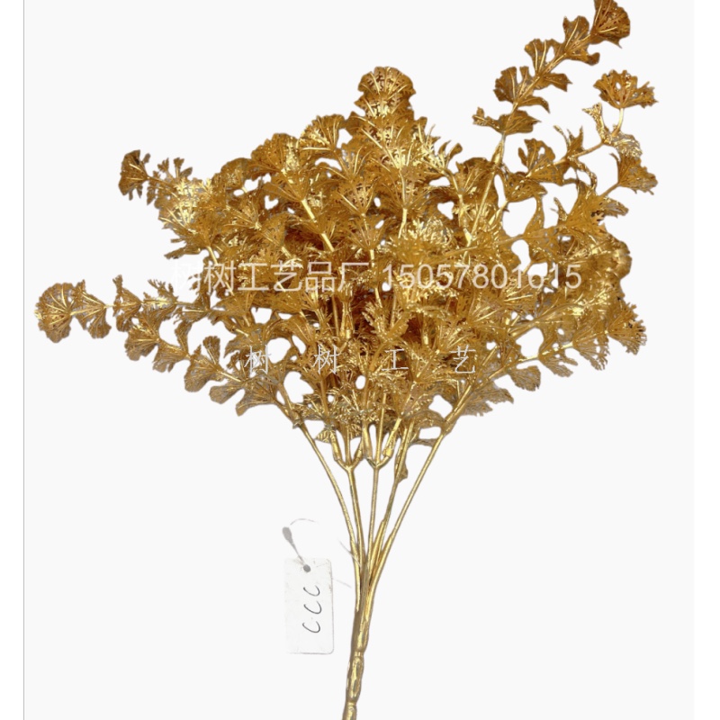 New 7-fork string grass golden artificial flower Christmas flower decoration gift, Christmas home decoration accessory, artificial flower, artificial flower for women 2022 forest-style artificial flower, plastic artificial flower, plastic artificial flower, artificial flower, artificial flower detail image 6