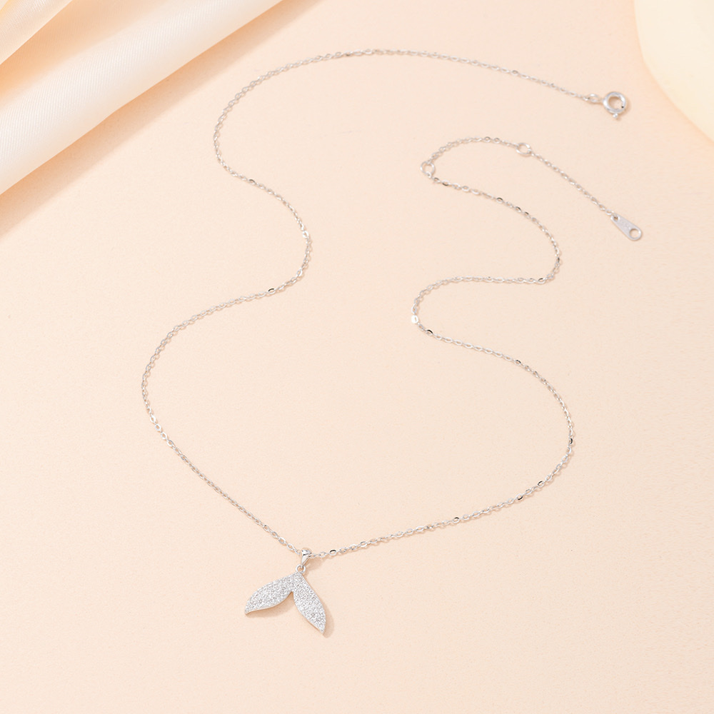Influential S925 Sterling silver fishtail Necklace, a simple, fashionable and versatile trendy accessory for women, comes with a test certificate details Picture