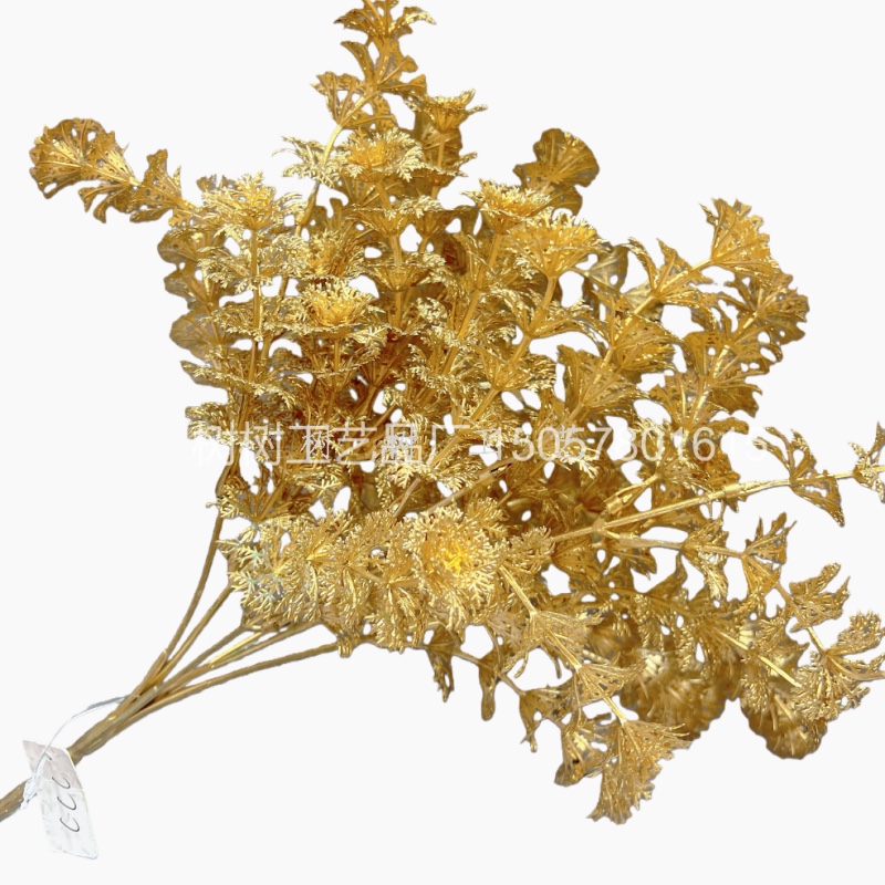 New 7-fork string grass golden artificial flower Christmas flower decoration gift, Christmas home decoration accessory, artificial flower, artificial flower for women 2022 forest-style artificial flower, plastic artificial flower, plastic artificial flower, artificial flower, artificial flower detail image 3