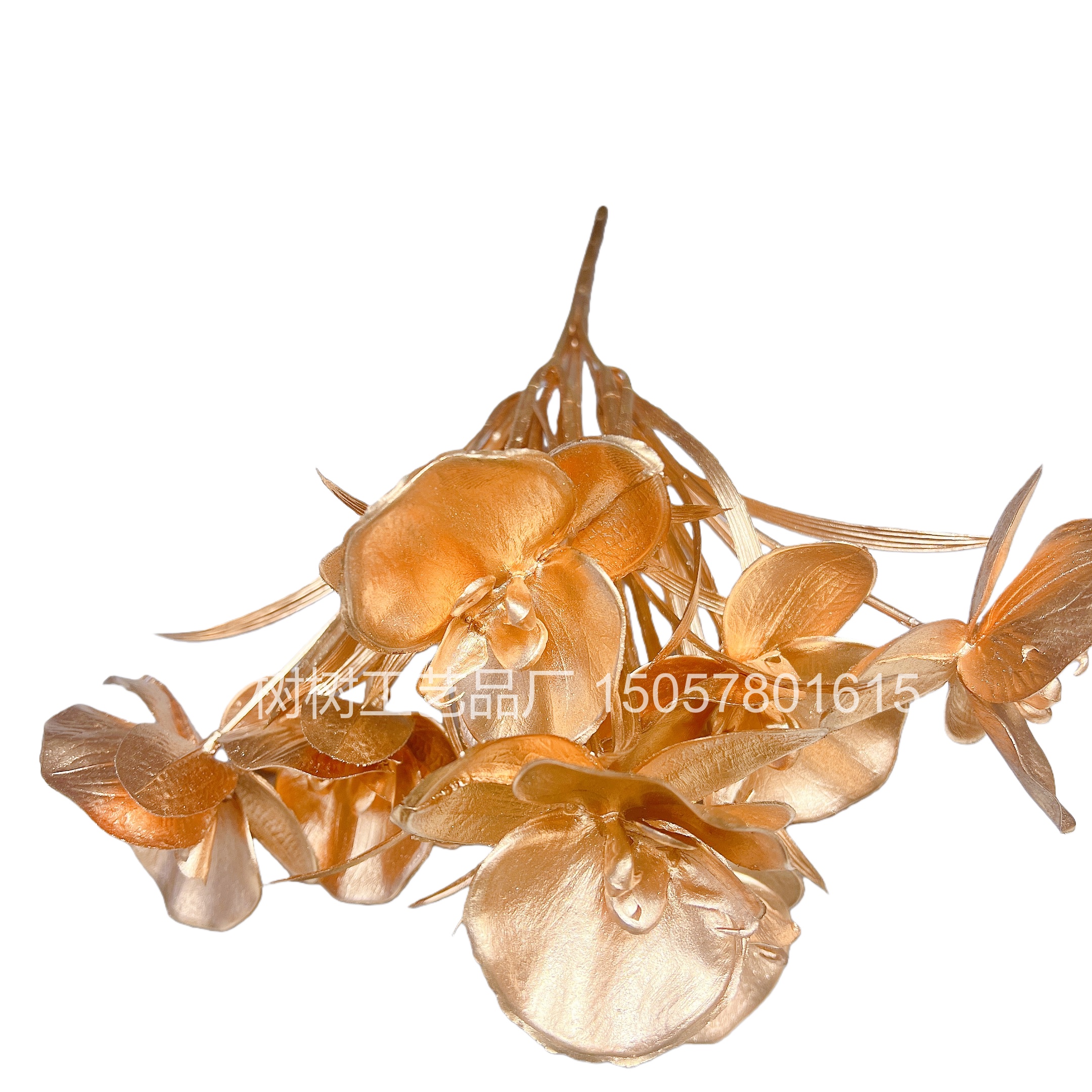 New 7-pronged golden butterfly orchid artificial flower Christmas flower decoration home decoration gift Christmas accessory flower Artificial flower plastic flower detail image 5