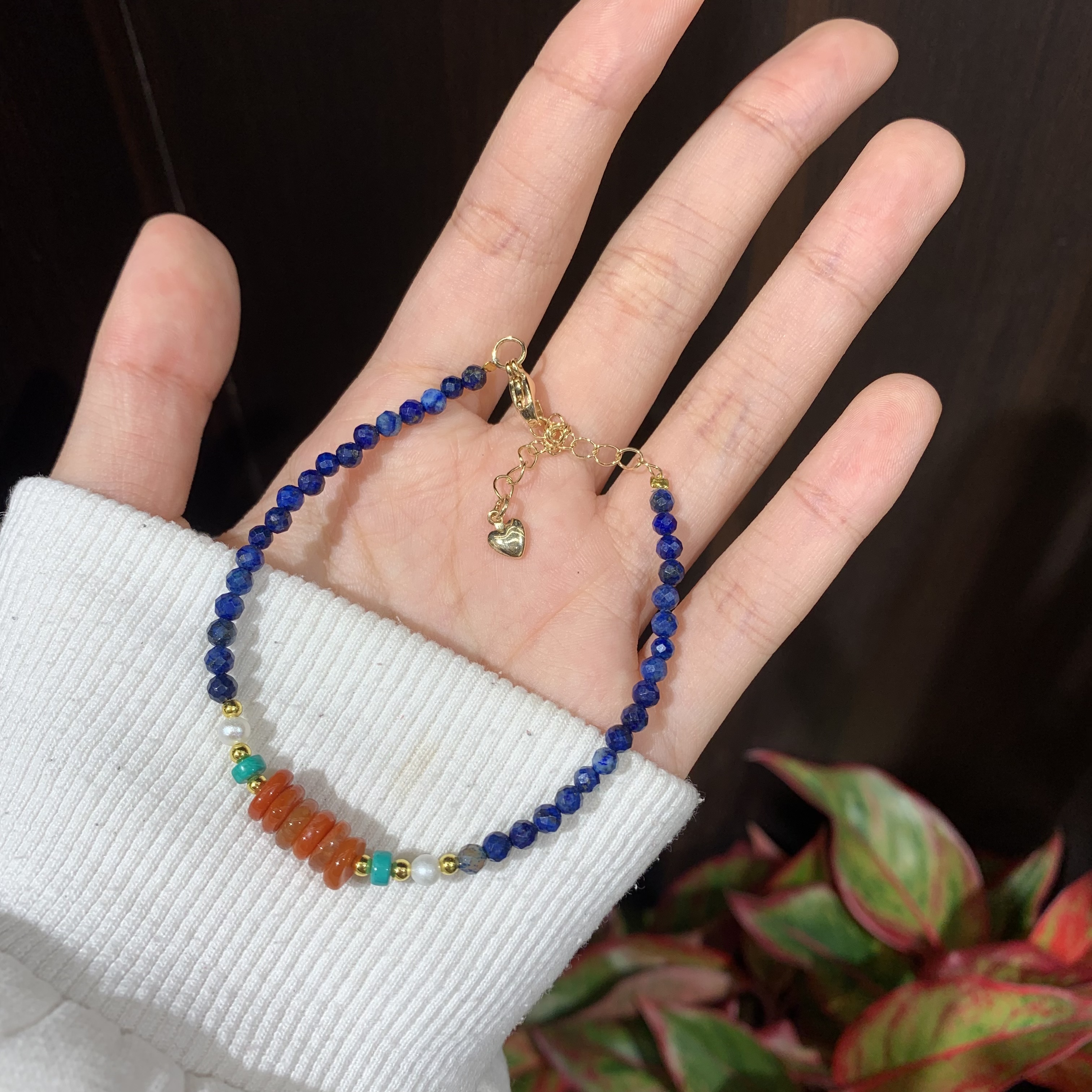 青金绿松南红手串，原创设计手链