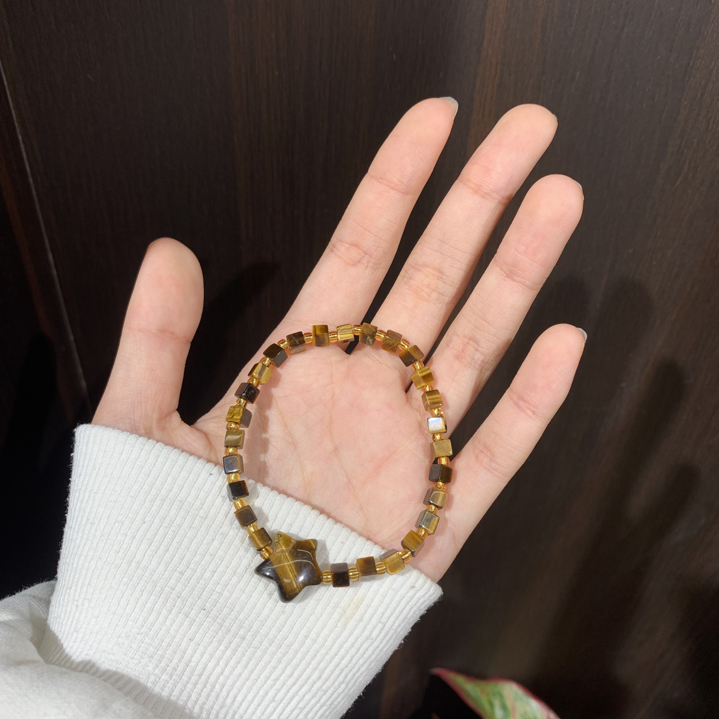 闪电虎眼石手串，星星手链