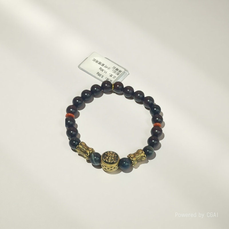 5D Black gold finished bracelet Tiger's Eye - Small-leaf Red Sandalwood DFBRH20343317 Item Picture