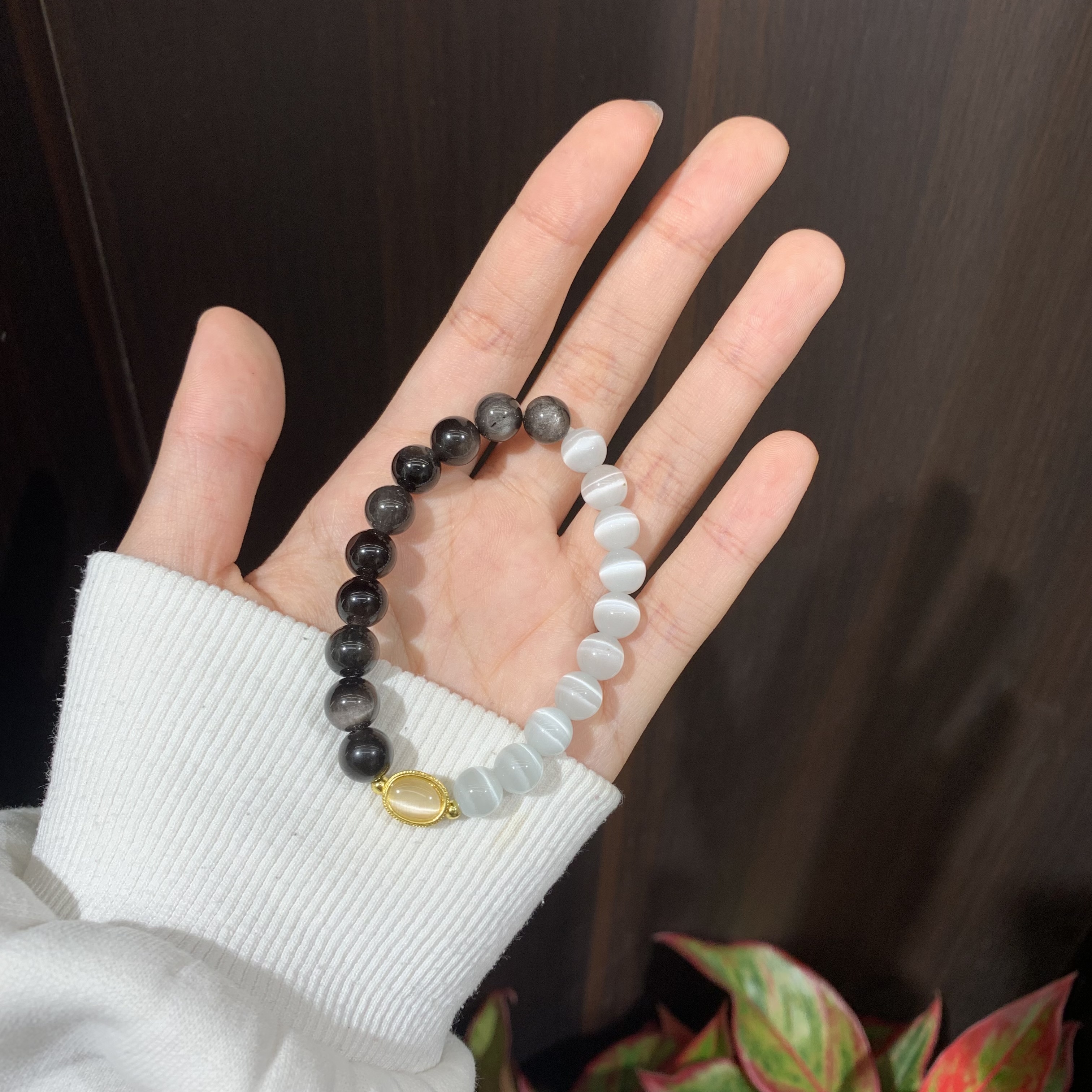 银耀石、白猫眼手串，原创设计手链