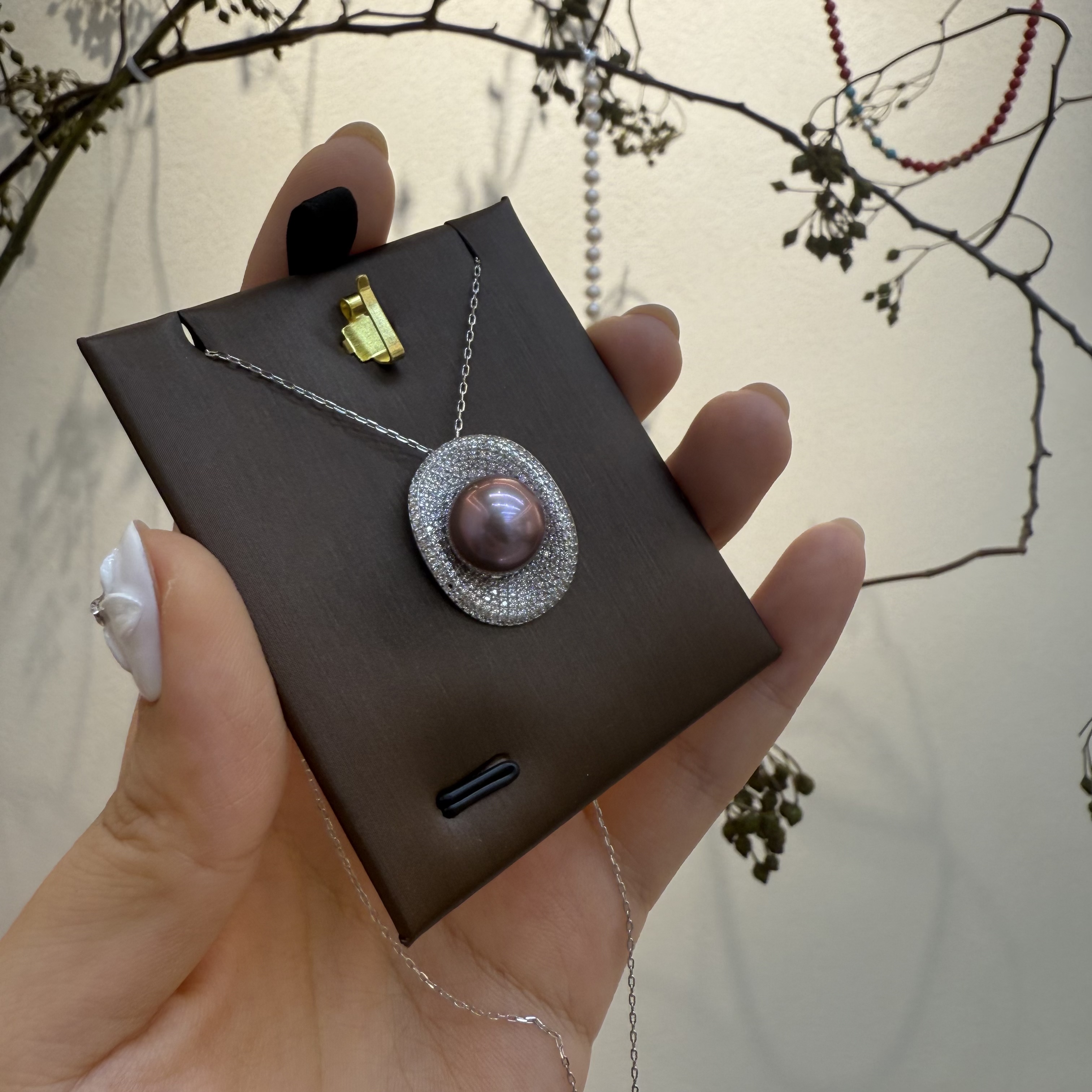 12mm重工贝壳款妖紫淡水珍珠925银  简约风格珍珠项链女时尚首饰简约百搭潮流项链饰品