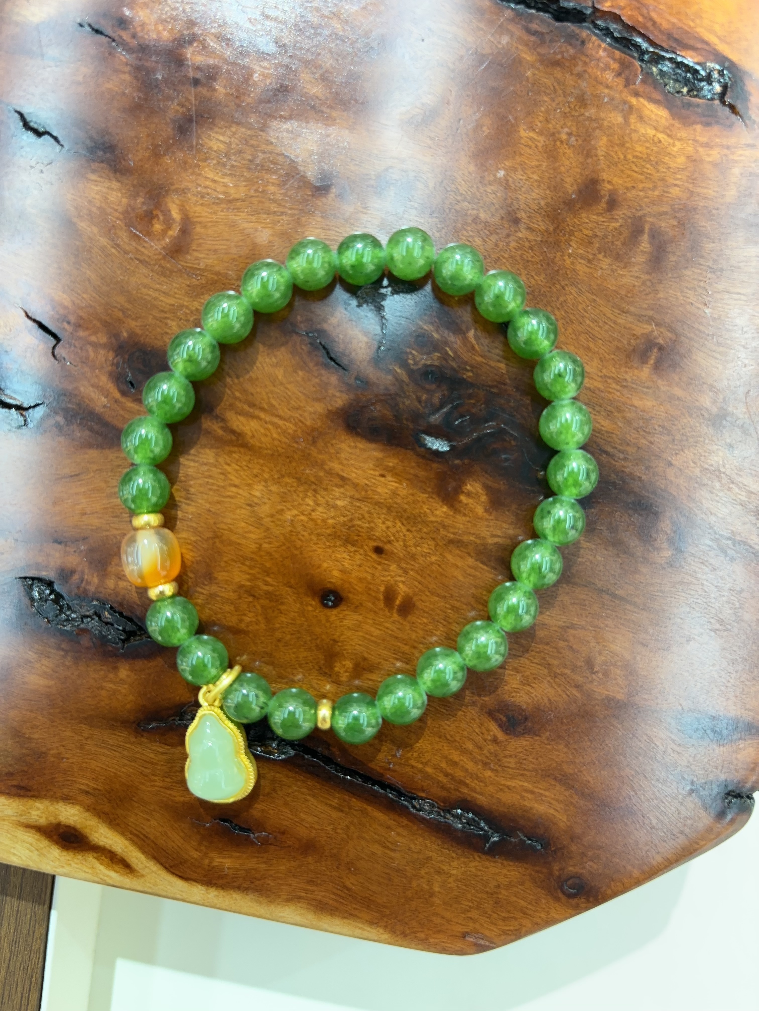 和田玉碧玉葫芦手串 珠径约6mm 百搭新中式国风款 小众酷酷感拉满手链详情图6