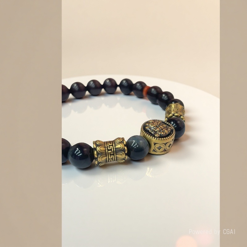5D Black gold finished bracelet Tiger's Eye - Small-leaf Red Sandalwood DFBRH20343317 Application Scenario