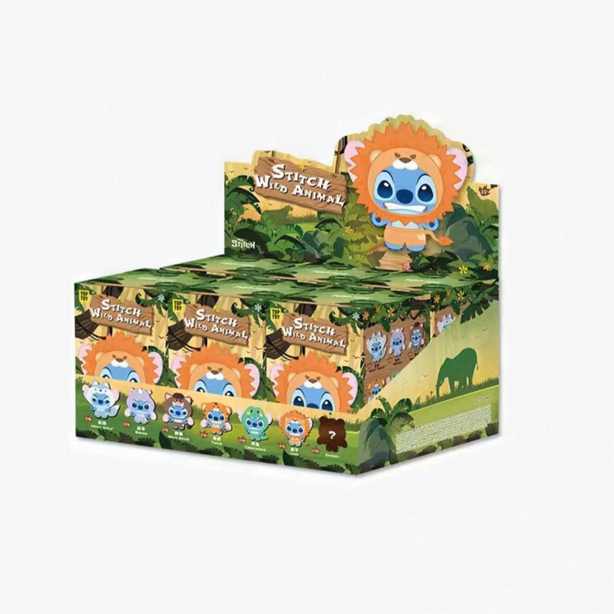 TOPTOY Disney Stitch Wild Animals Series Plush Vinyl Blind Box Bag Pendant Plush Figurine Pendant