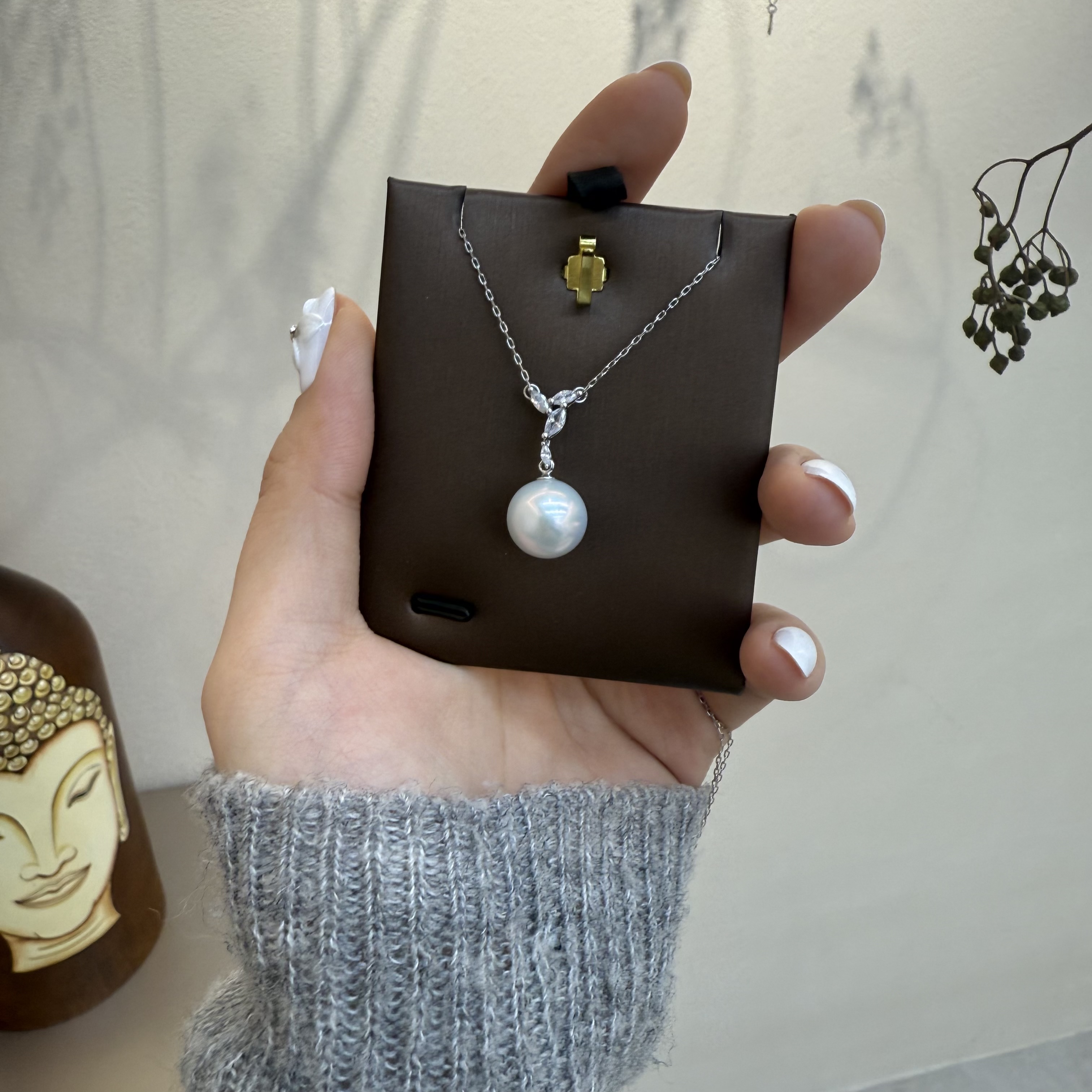 12mm大点位精致无暇款淡水925纯银调节链 简约大方 送人必备