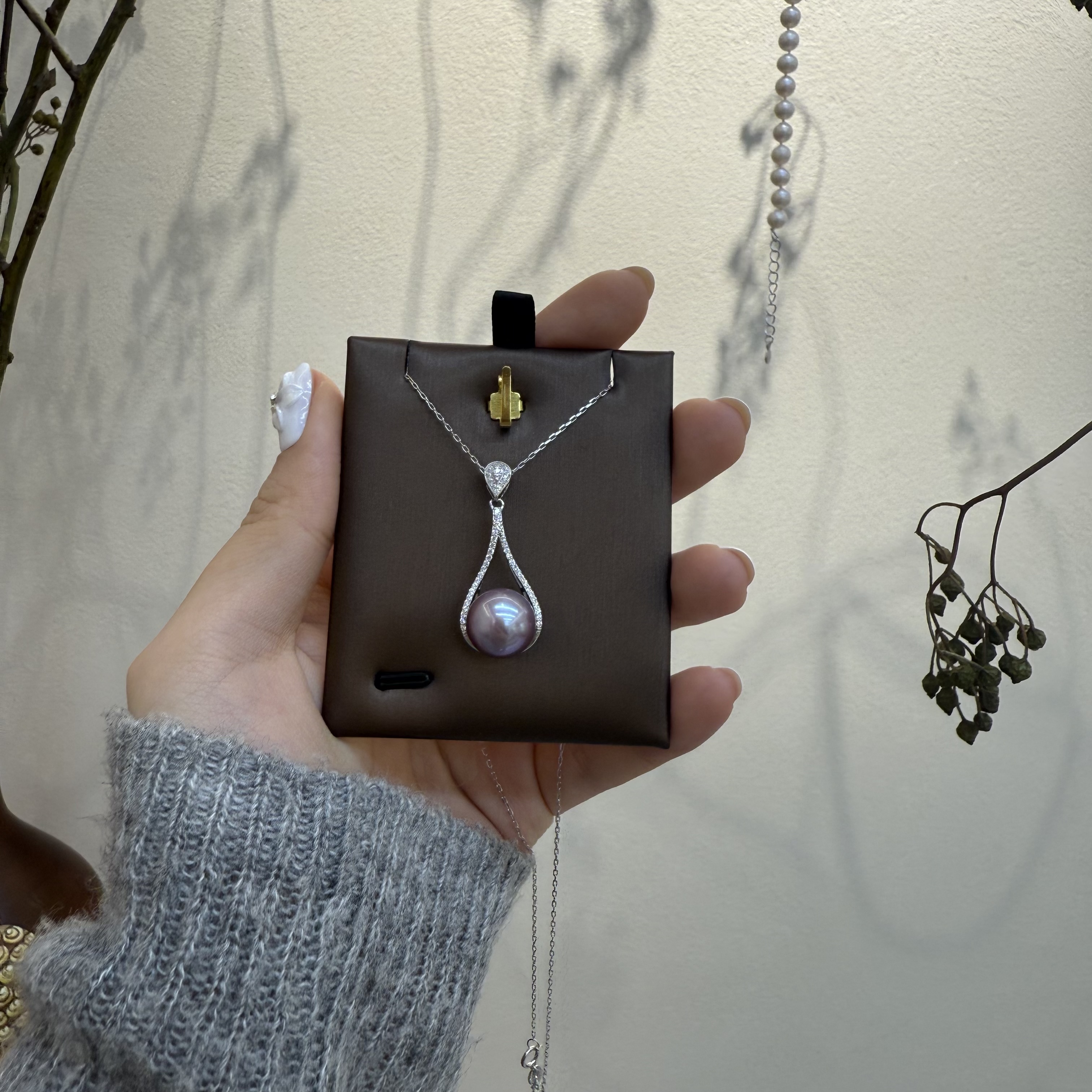 12mm重工款妖紫淡水珍珠925银  简约风格珍珠项链女时尚首饰简约百搭潮流项链饰品