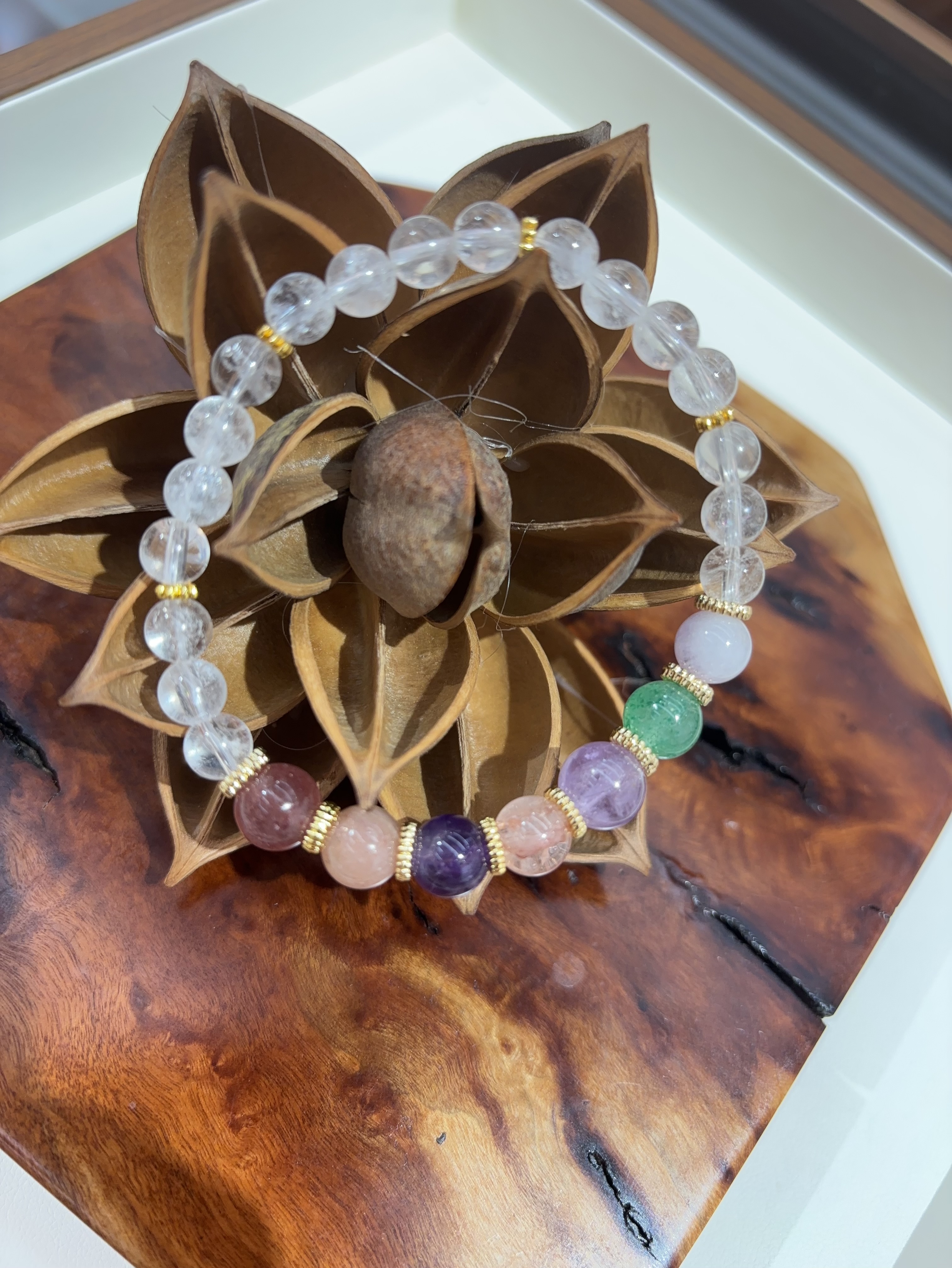 天然白水晶多宝手链女款单圈时尚百搭饰品礼物送女友闺蜜生日礼物手链详情图4