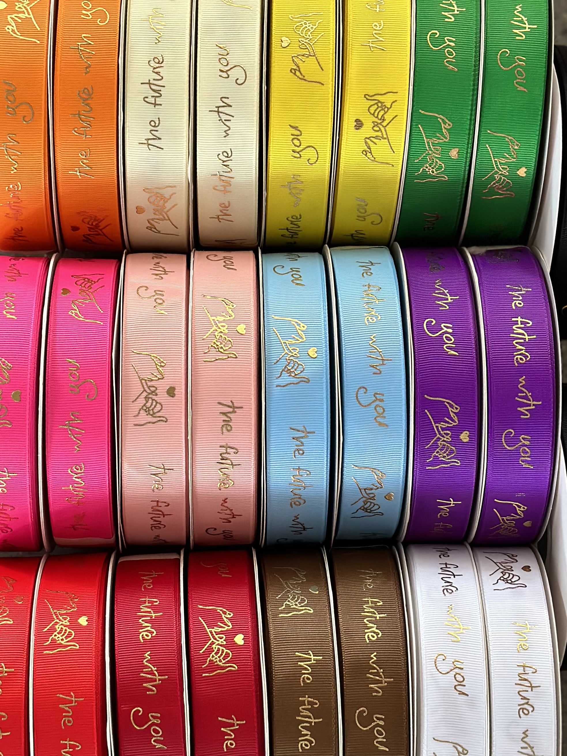 2.5cm English letter heat-set gold-embossed ribbon DIY flower gift packaging ribbon Valentine's Day ribbon detail image 1