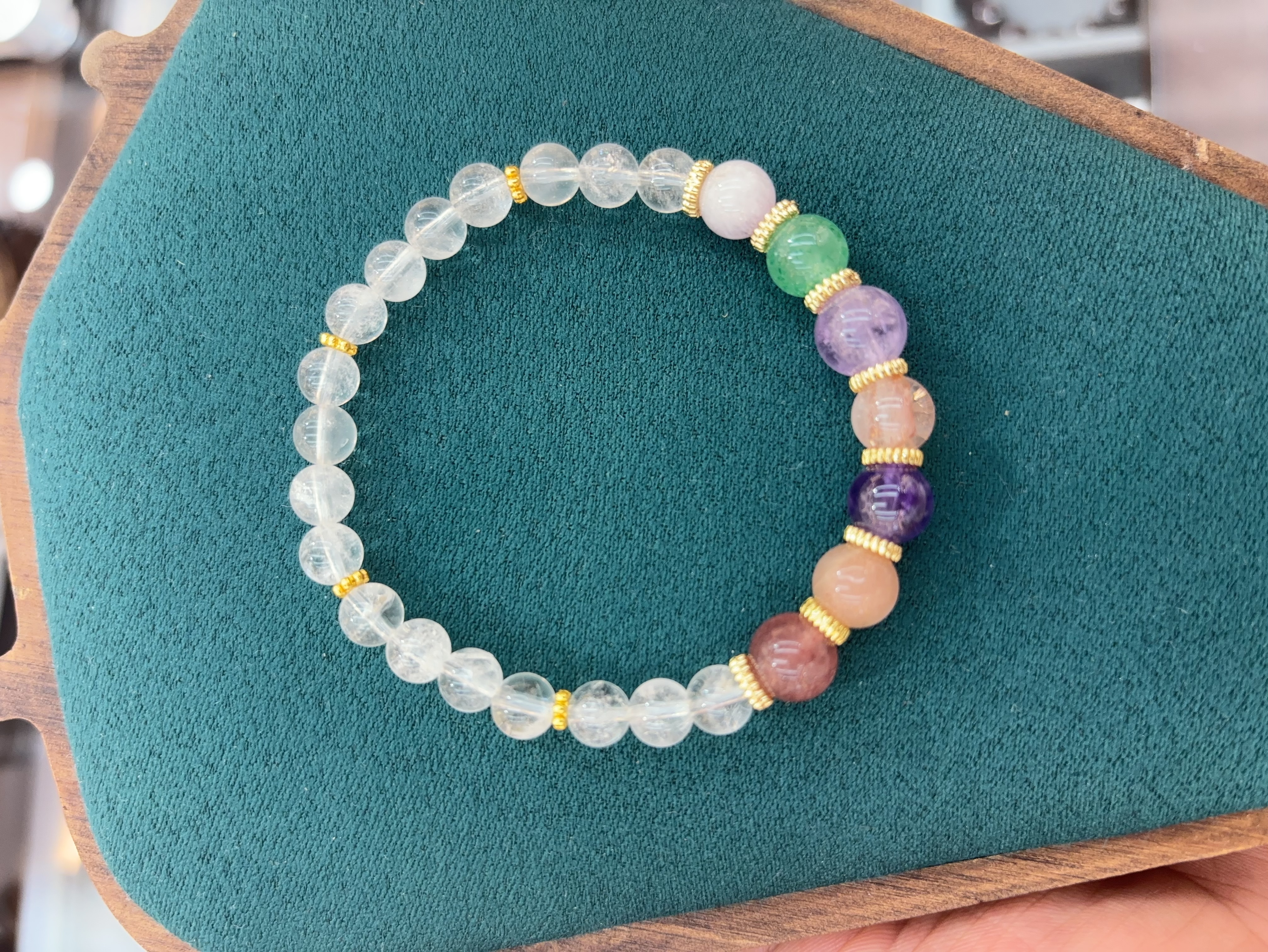 天然白水晶多宝手链女款单圈时尚百搭饰品礼物送女友闺蜜生日礼物手链详情图2