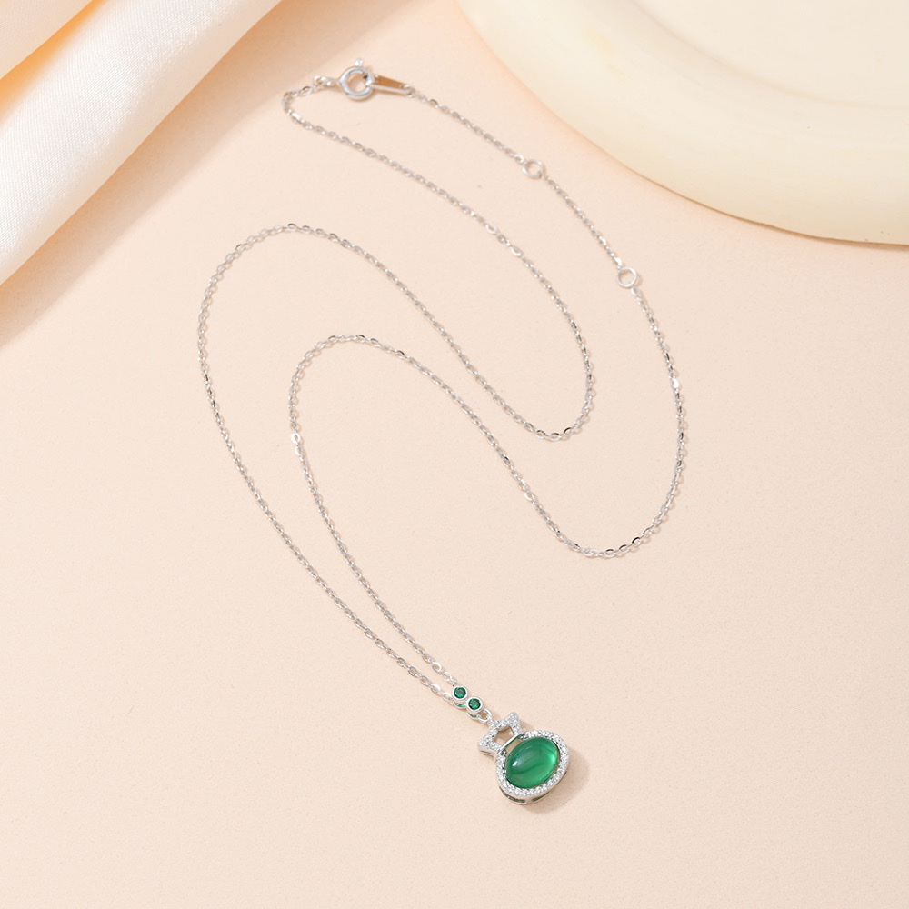 925 sterling silver lucky bag with chalcedony and diamond accessories, a simple, fashionable and personalized women's patchwork decoration detail image 2