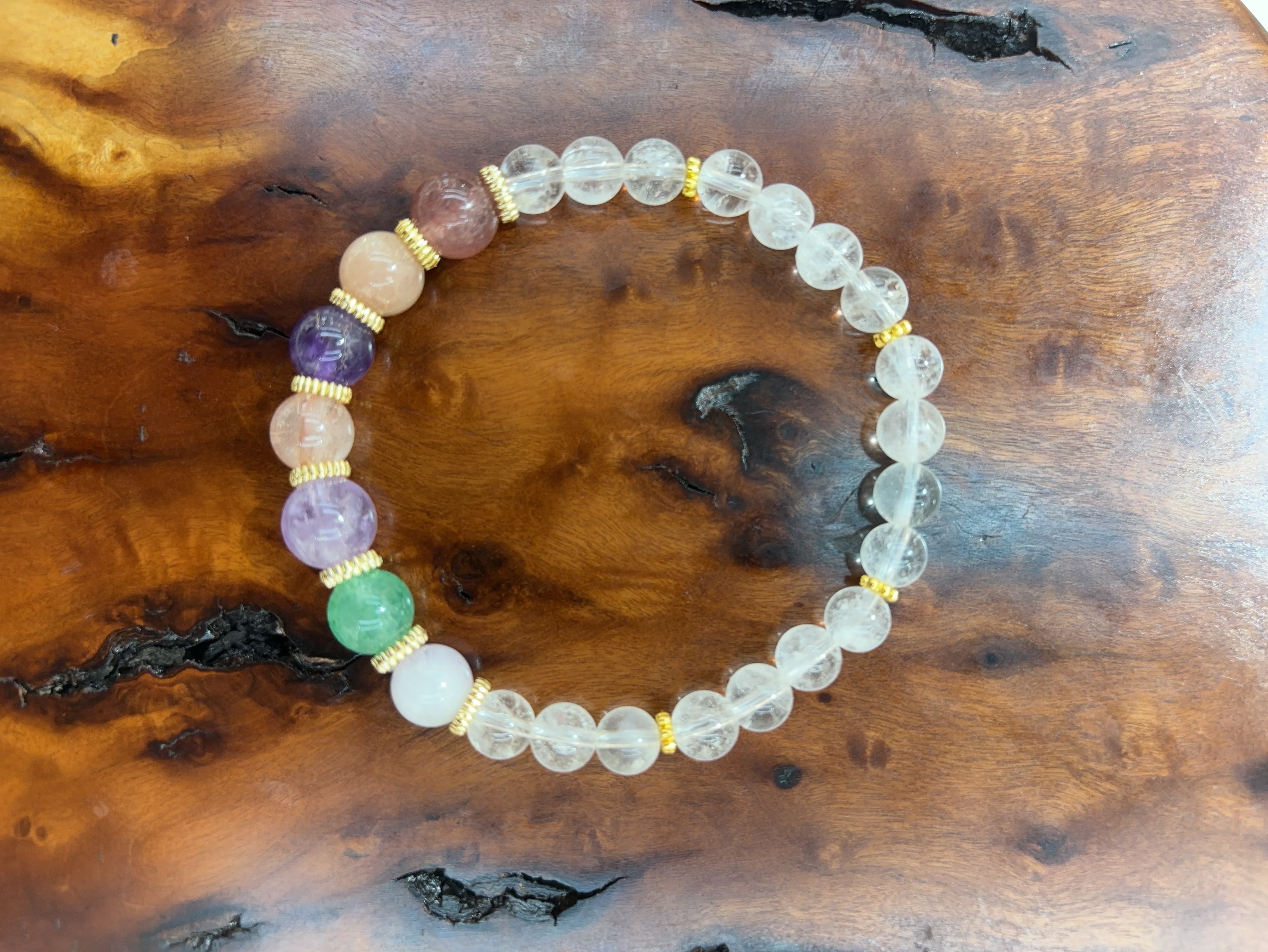 天然白水晶多宝手链女款单圈时尚百搭饰品礼物送女友闺蜜生日礼物手链详情图5