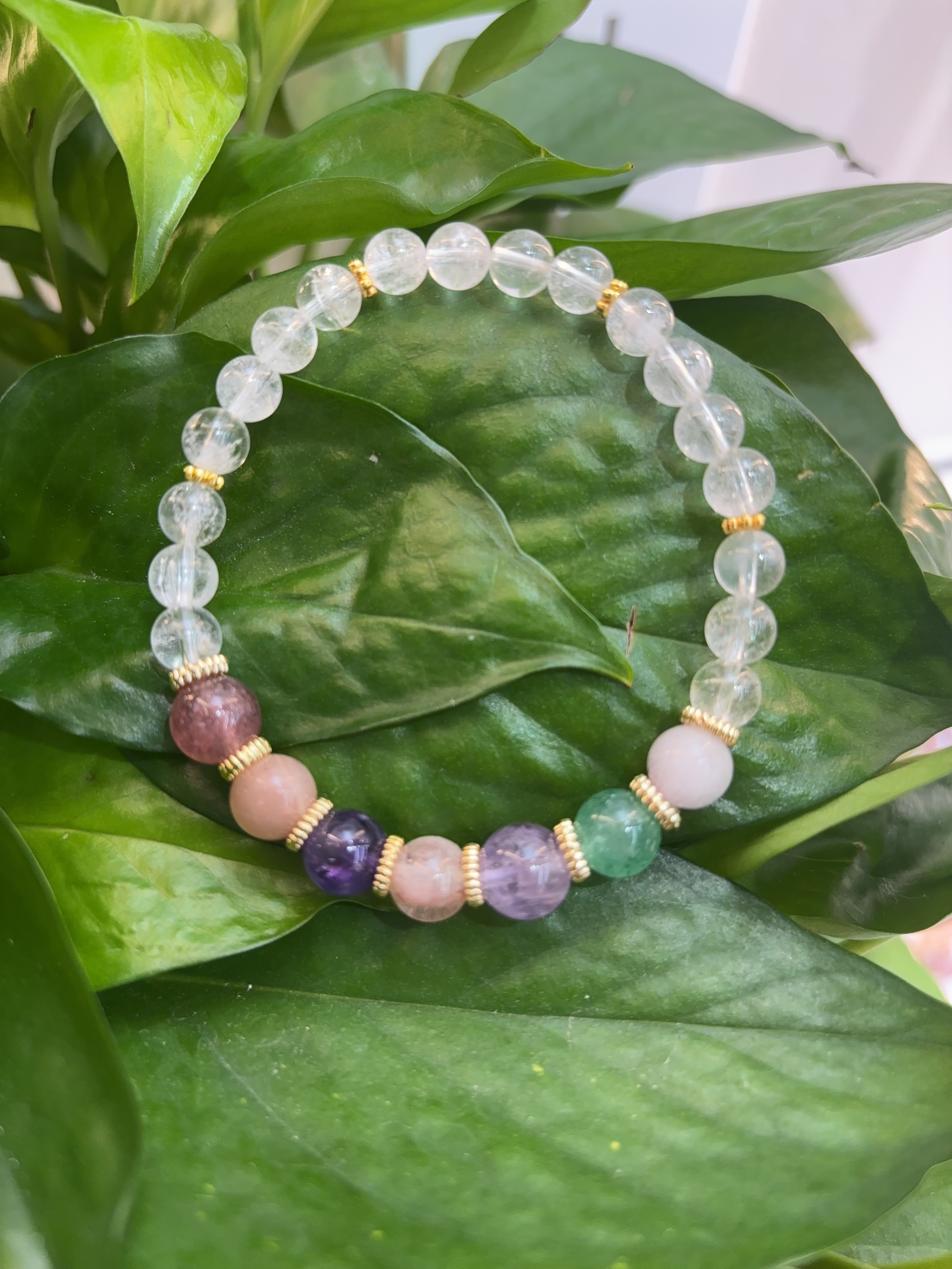 天然白水晶多宝手链女款单圈时尚百搭饰品礼物送女友闺蜜生日礼物手链图