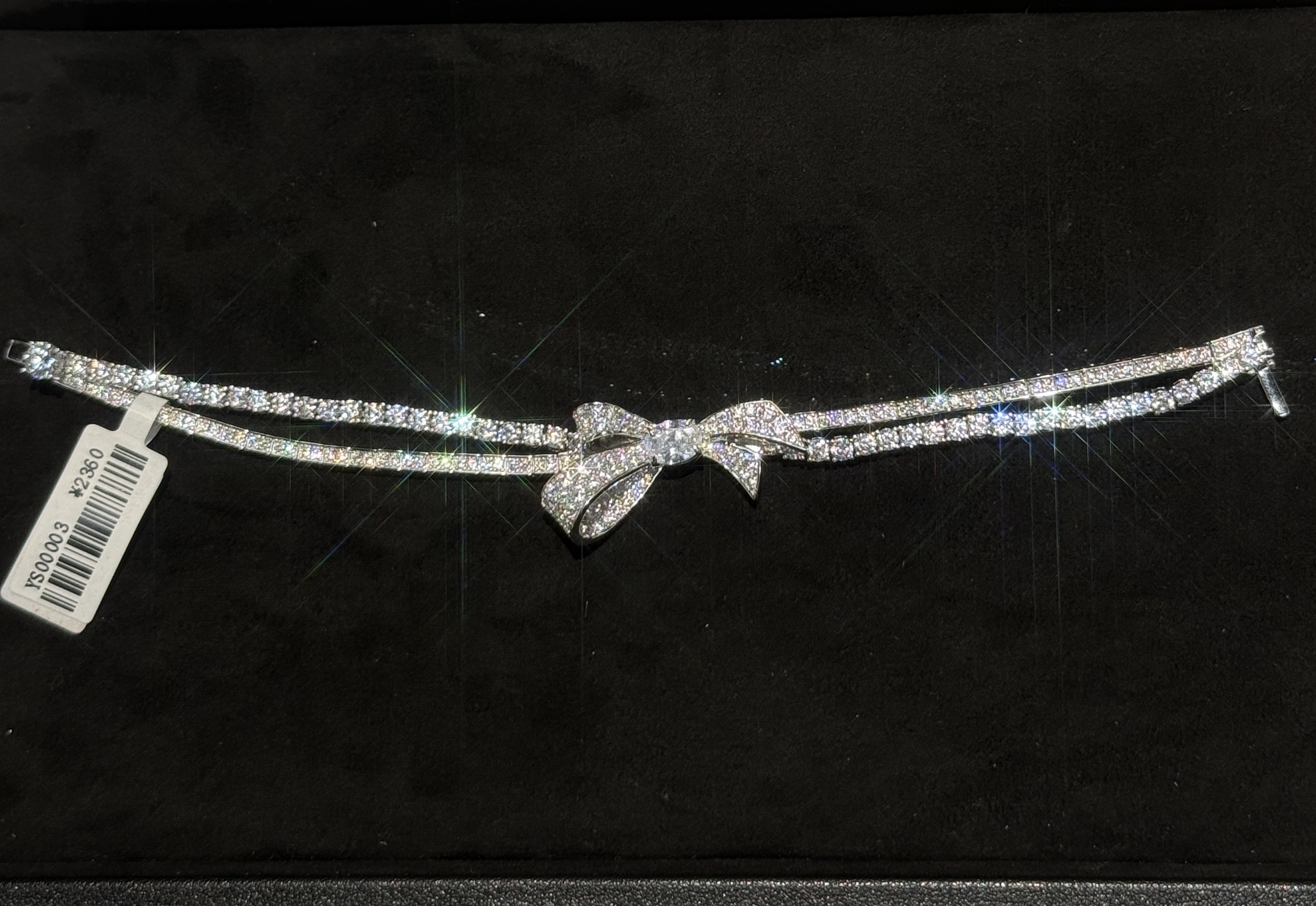 千金感蝴蝶结5A级高碳钻双层手链