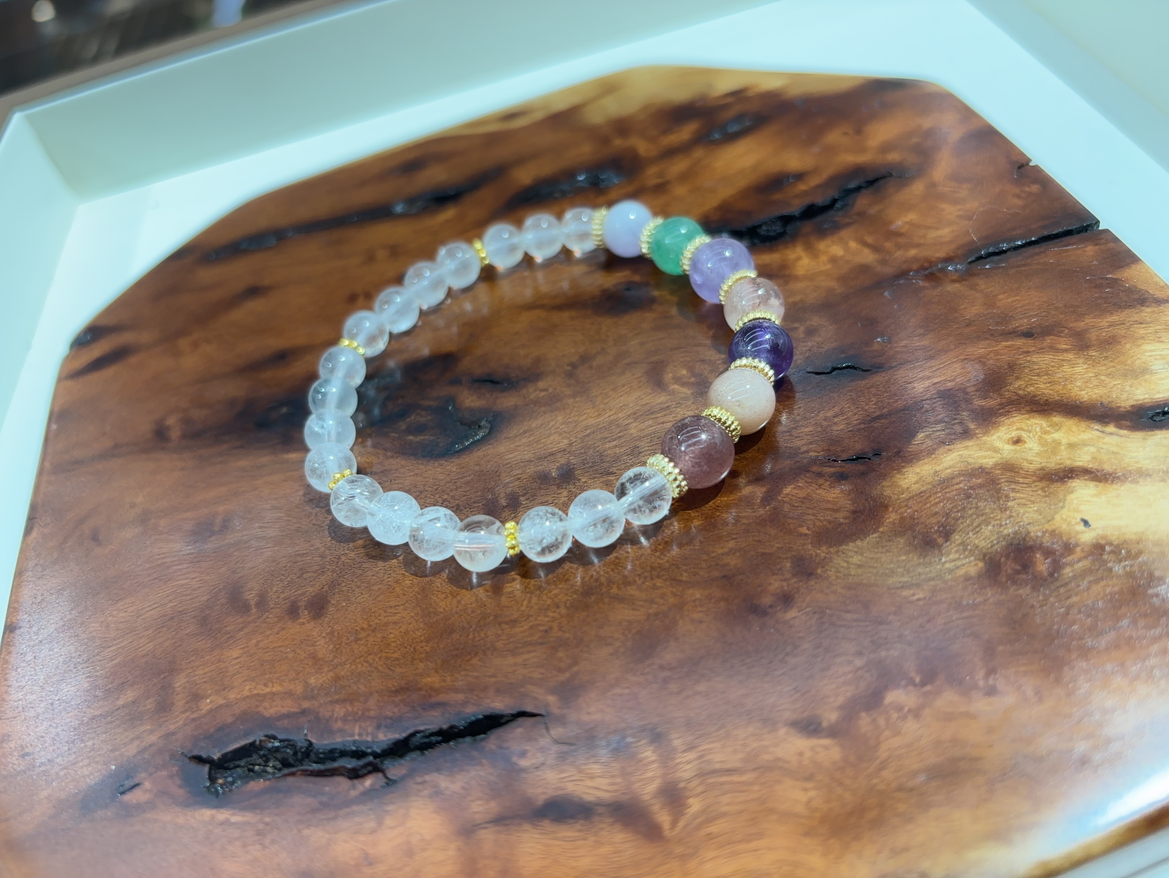 天然白水晶多宝手链女款单圈时尚百搭饰品礼物送女友闺蜜生日礼物手链详情图7