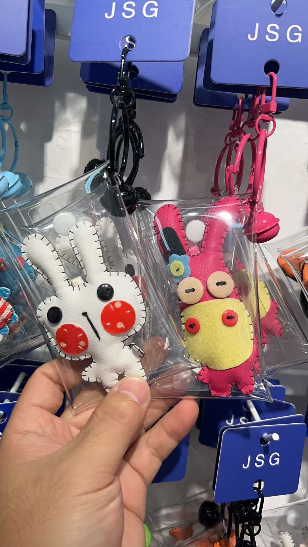 纯手工制作钥匙扣 可爱兔子可爱玫红色驴 纯手工钥匙