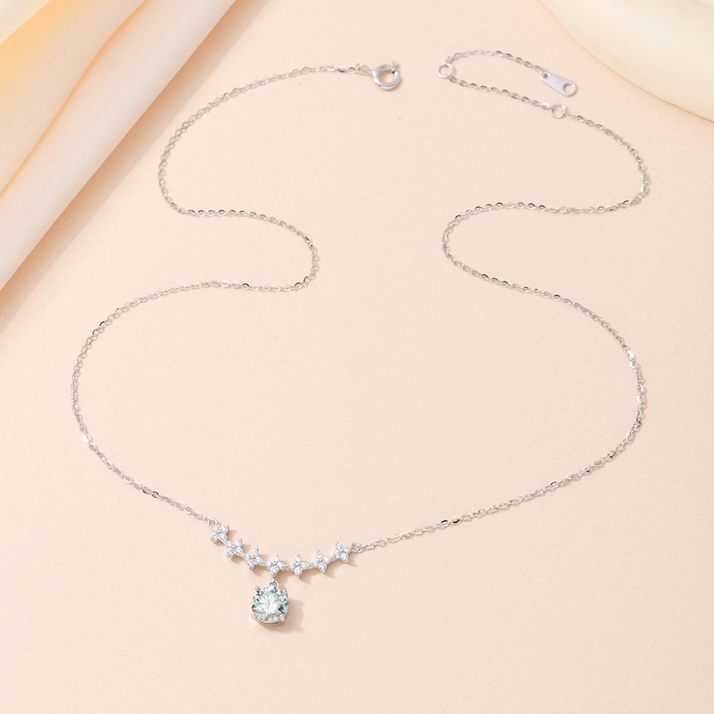 Influence S925 sterling silver necklace collarbone chain 1-carat moissanite detail image 3
