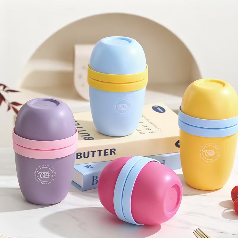 ins风便携双层沙拉杯 隔夜燕麦早餐杯带盖勺 食品级密封酸奶减脂外带杯详情2