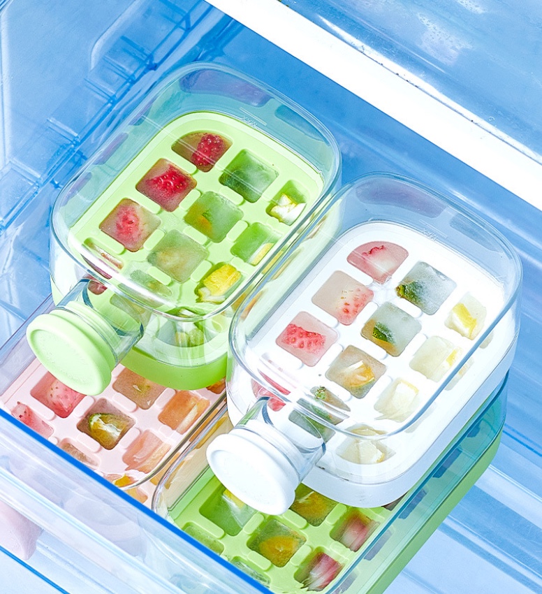 Portable ice cube tray water bottle, creative press water filling ice cube tray, ice cube film, quick-freezing ice box, quick ice freezing, portable ice cube cup, home ice making wonder, water bottle, cute for students in summer pic 4