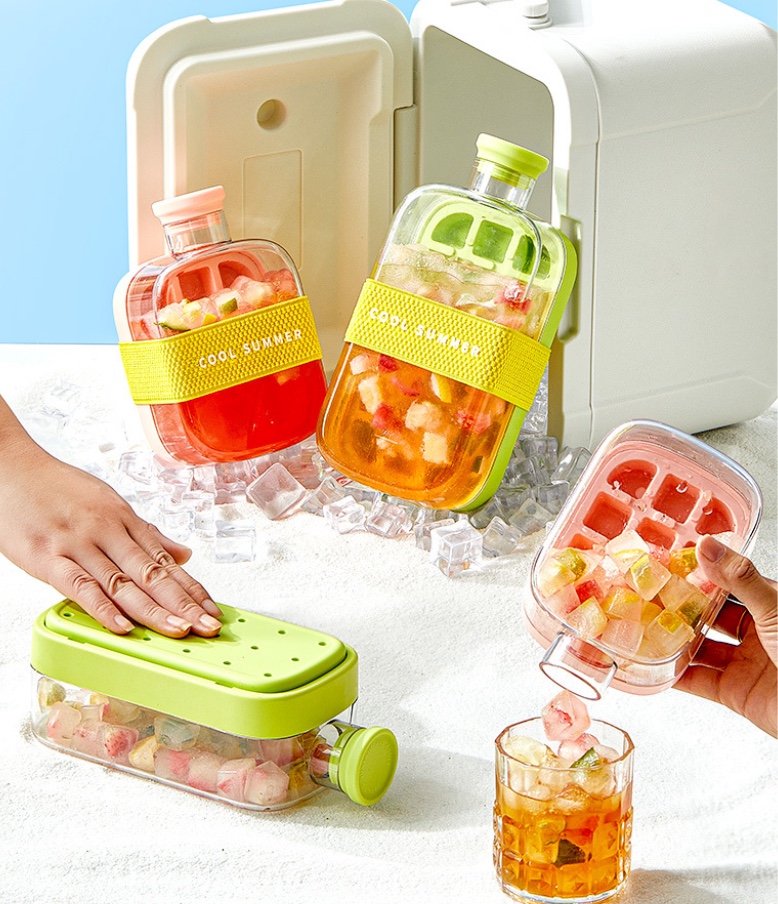 Portable ice cube tray water bottle, creative press water filling ice cube tray, ice cube film, quick-freezing ice box, quick ice freezing, portable ice cube cup, home ice making wonder, water bottle, cute for students in summer pic 3