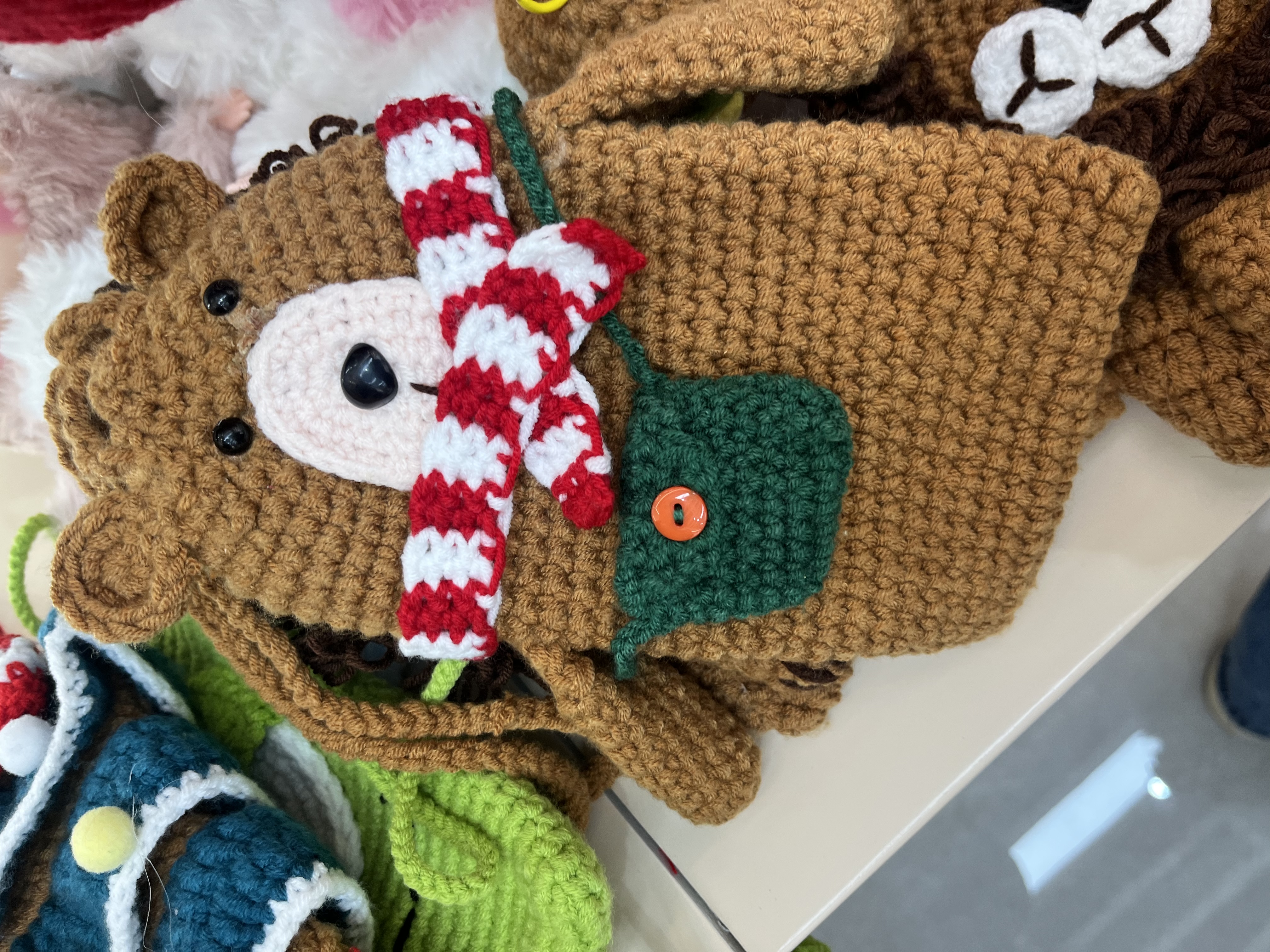Hand-knitted white bag