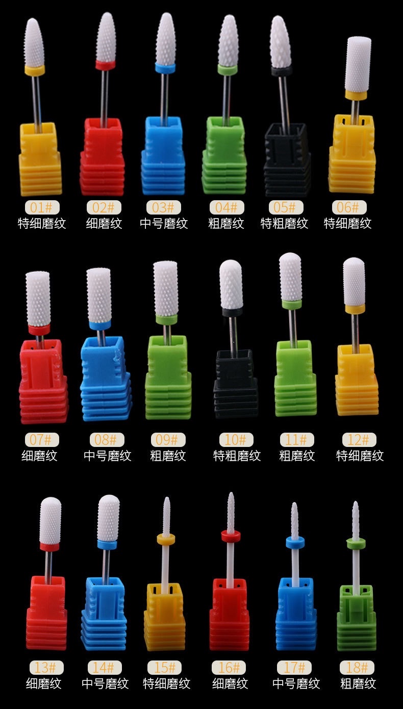 New type of nail art ceramic electric grinding head grinding machine drill bit quick nail removal corn grinding head details Picture