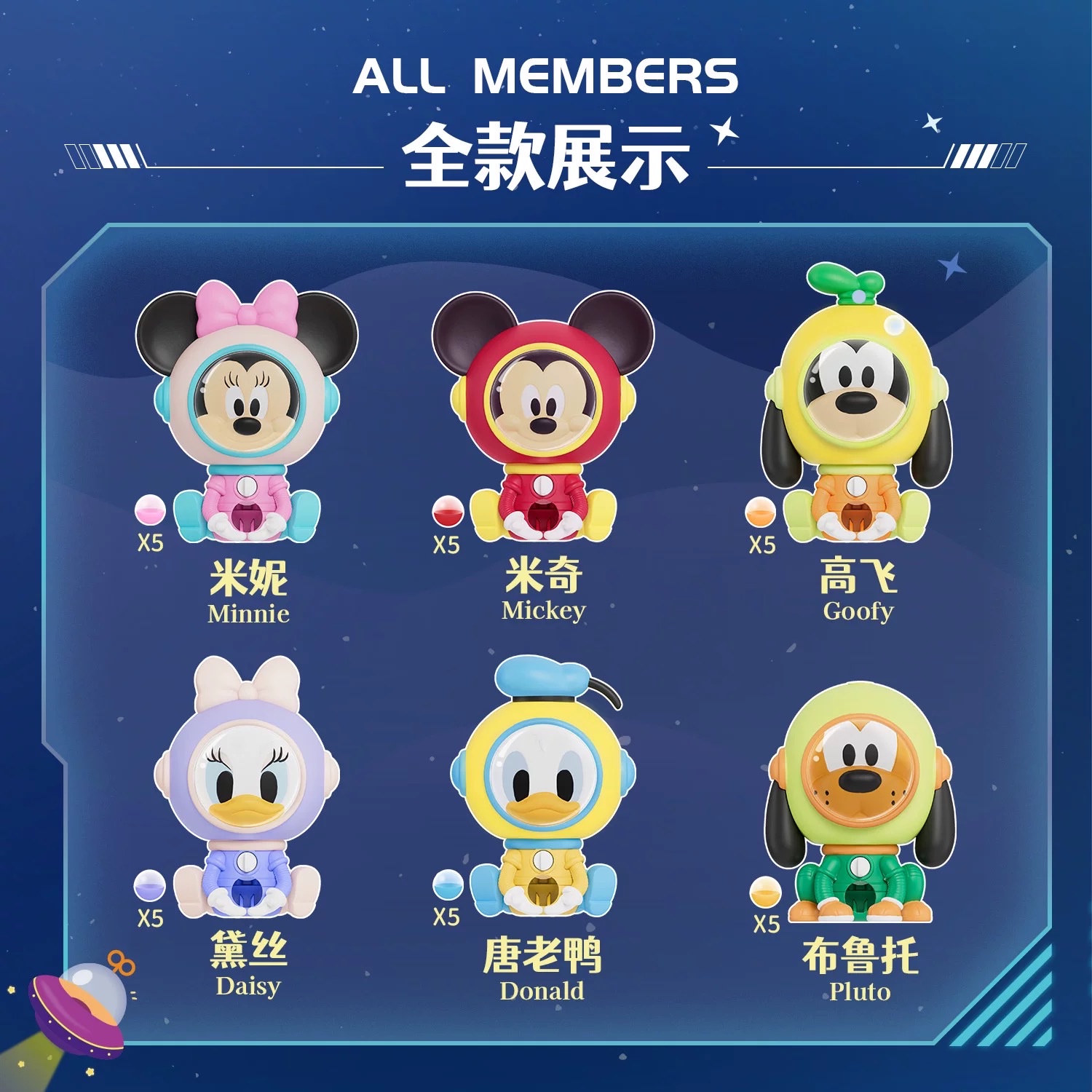 Disney Space Mini Gacha Machine blind box Donald Duck Mickey Minnie Fly plush toy details Picture