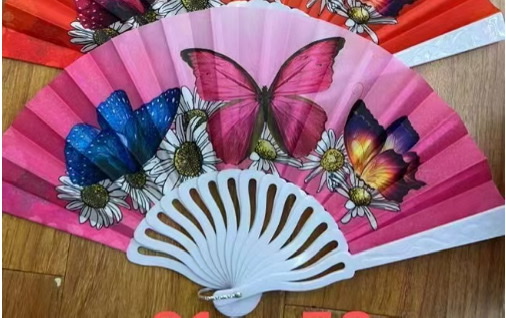 非遗DIY漆扇西班牙风情塑料扇子古语漆扇工艺装饰扇夏日凉爽图