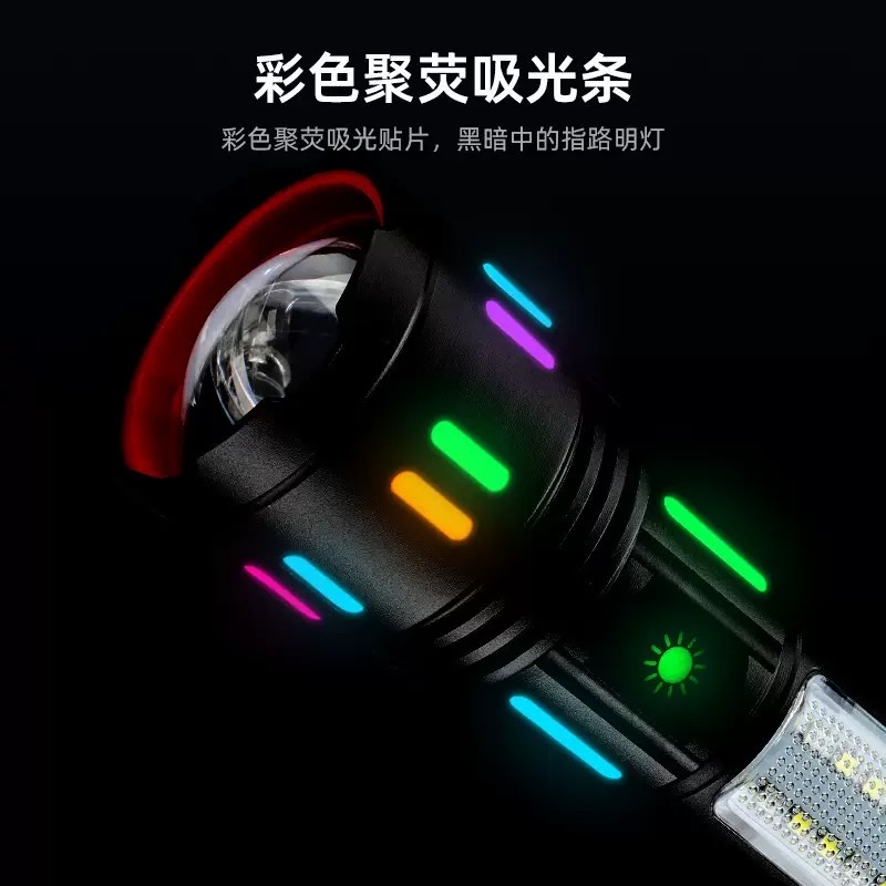 led铝合金手电筒强光镭射炮长续航户外充电多功能应急COB工作灯产品图